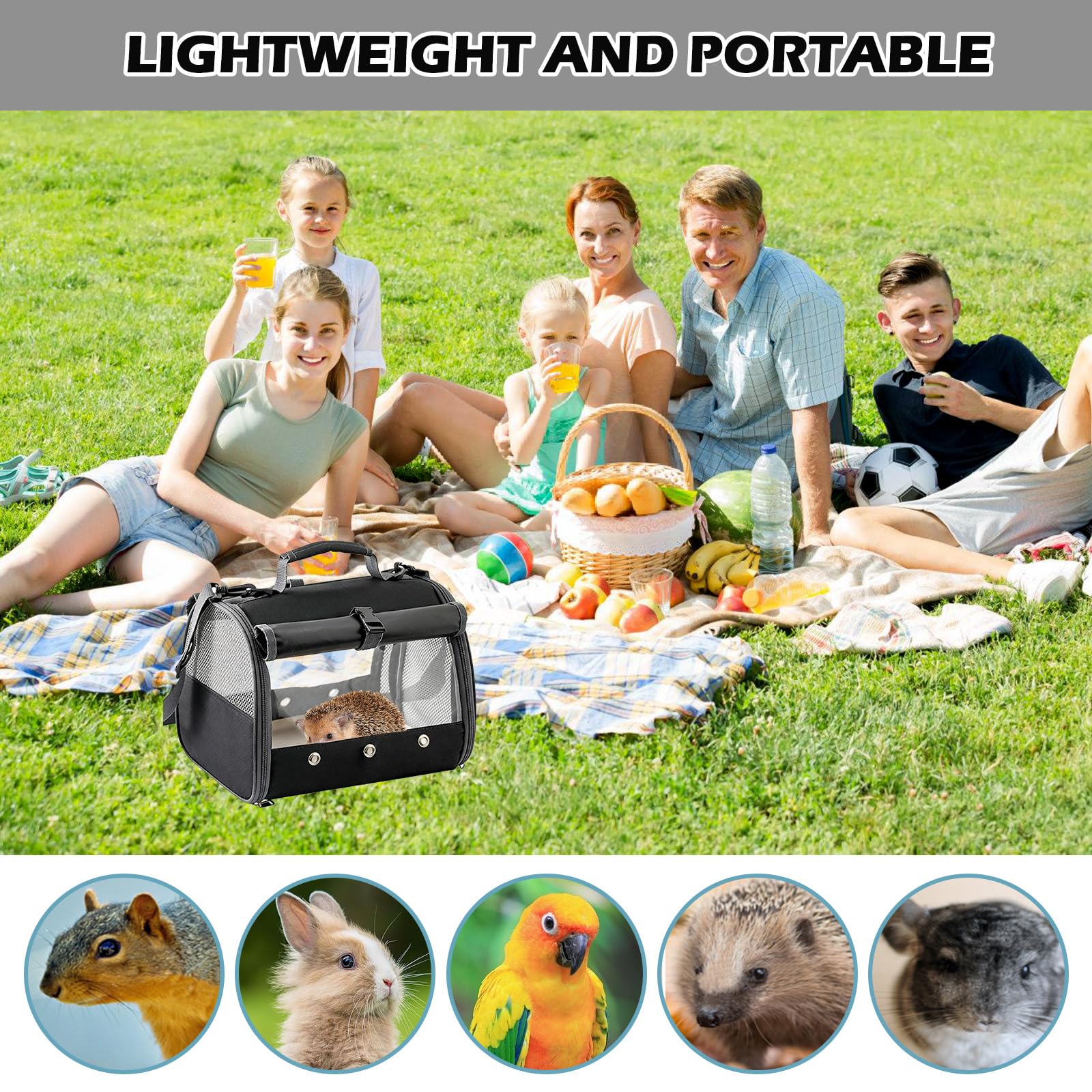 Sac de transport pour perroquets, cochons d'Inde avec siège debout et plateau, boîte de transport pour lapin, sac de voyage pour cochon d'Inde, sac de transport pour oiseaux, sac de transport pour