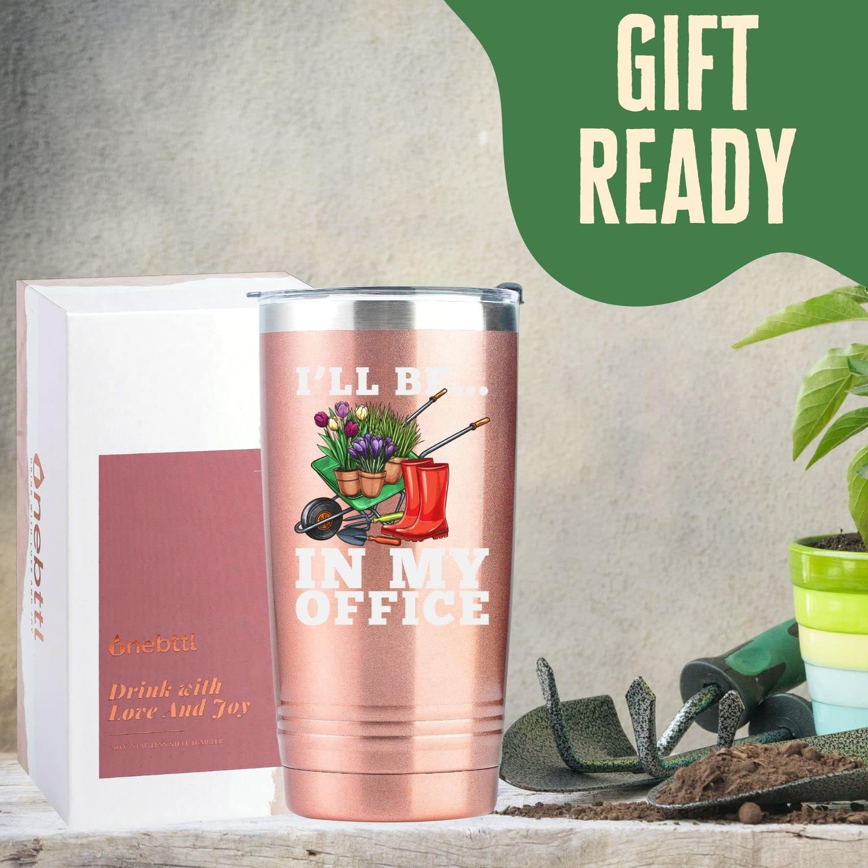 Pflanzenliebhaber Geschenkset Für Frauen – Inkl. 473ml Glasbecher, Tragetasche & Make-up-Tasche, Naturdesign, Perfekt Für Muttertag