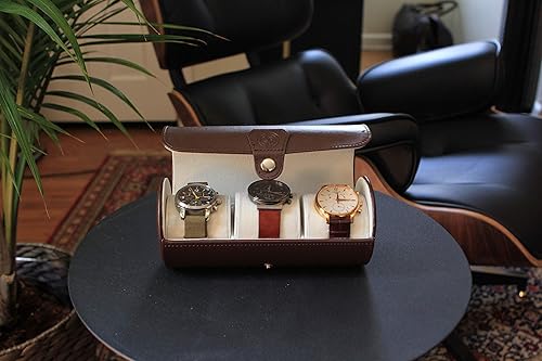 Miniatura 6 de Case Elegance - Caja de viaje de cuero vegano para reloj, Marrón