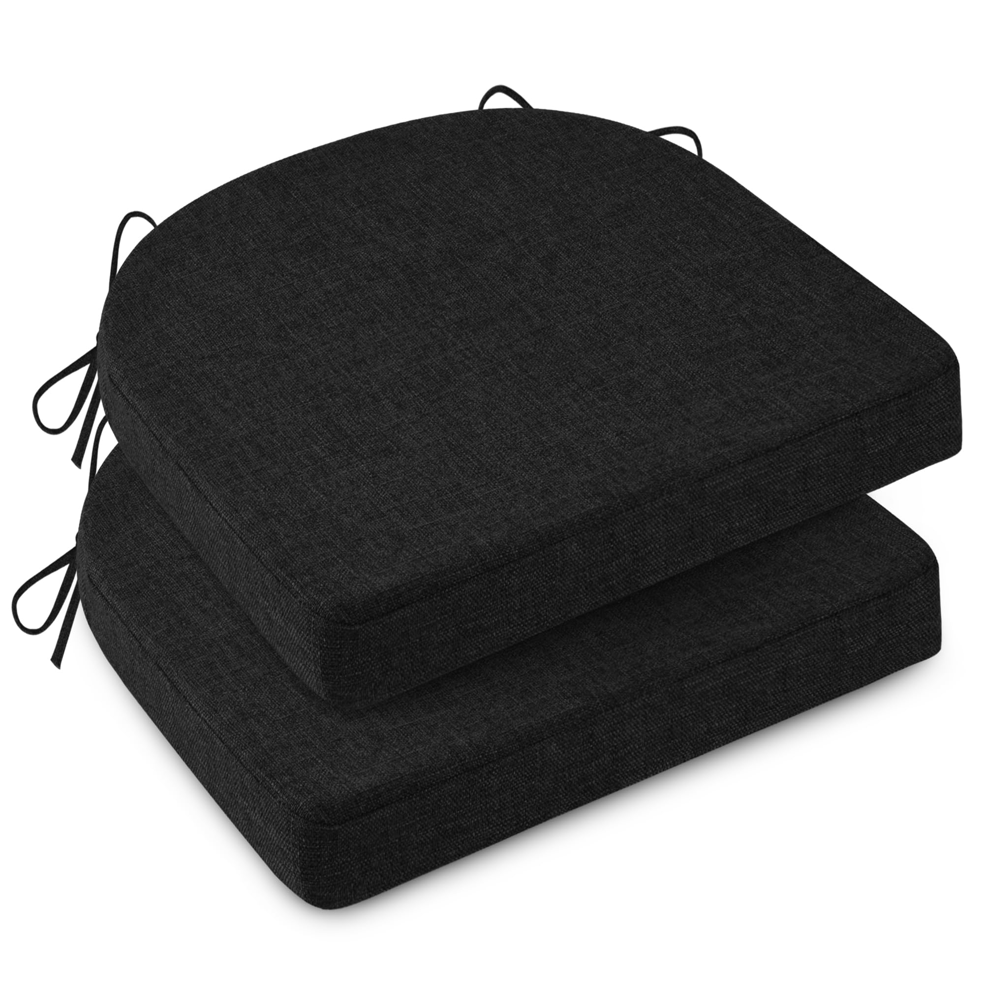 MineCozy Non-Slip Seat Cushions for Dining Chairs Set of 2,45x45cm Black