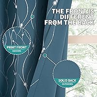 Vista 30 de BGment Room Darkening Curtains 95 Inches Long, Grommet Thermal Insulated Blackout Curtains with Wave Line and Dots Printed for Bedroom, 2 Panels