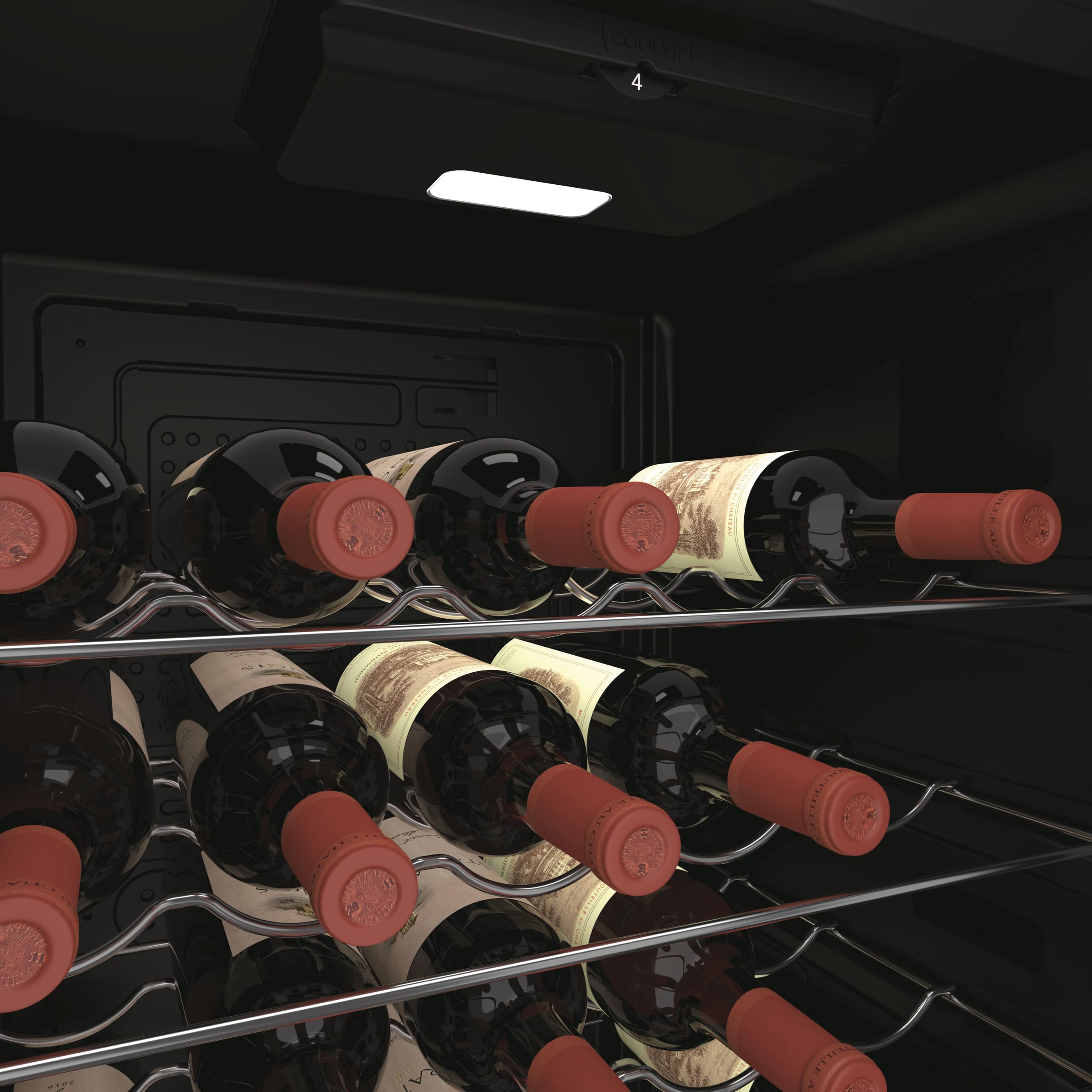 Candy DiVino Cantinetta Vino 23 Bottiglie, Libera Installazione, Vetro Anti-UV, Ripiani Cromati, Luce LED, Porta Reversibile, 37 dB, 85 x 47,5 x 45,6 cm (A x L x P), Nero, CWC023