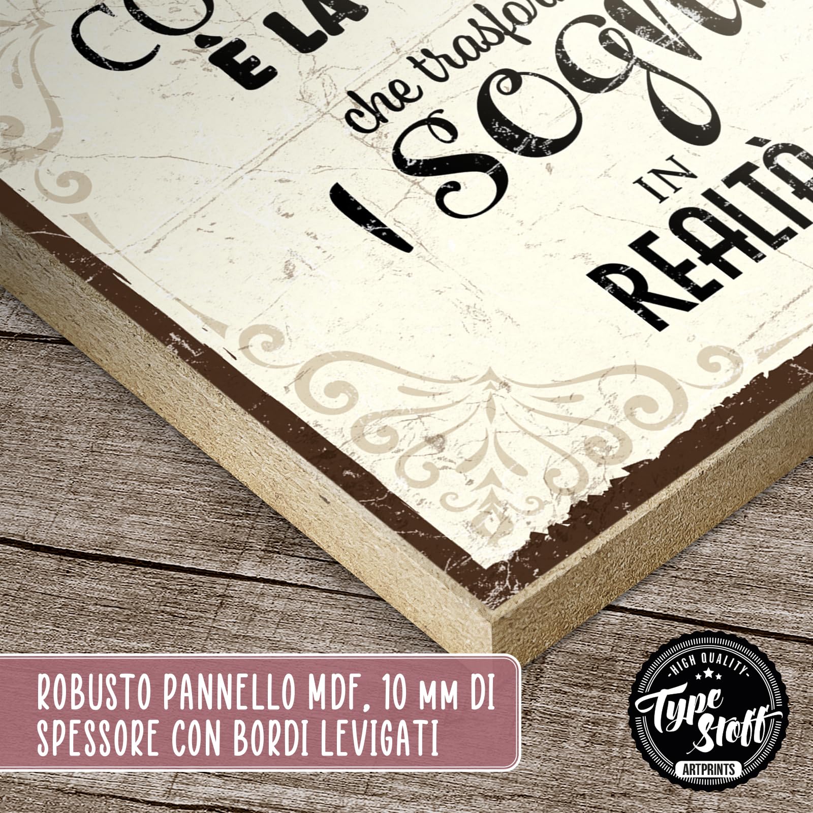 TypeStoff Targa In Legno Decorativa 'Coffee Lounge' - Vintage, 10mm Spessore, Made In Germany, HS-00720