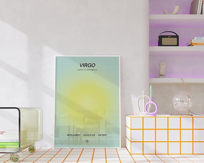Virgo Zodiac Poster, Astrology Star Poster Gradient Print Wall Art, Virgo Green Aura Print Zodiac Astrology Star Gradient Wall Decor Green Aura,22