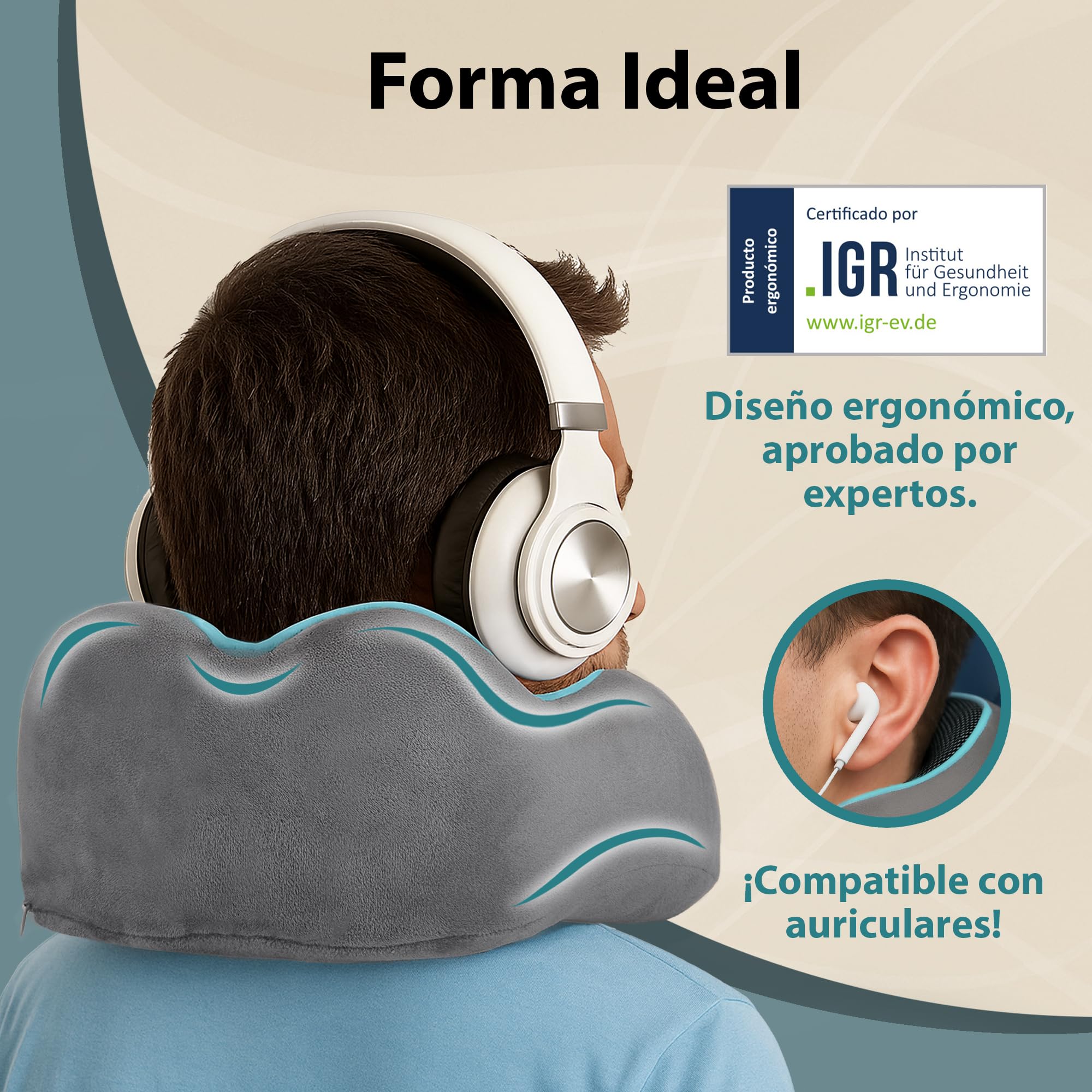 Juego de Almohadas de Viaje COMFY “Para Él y Para Ella” : Gris y Negro