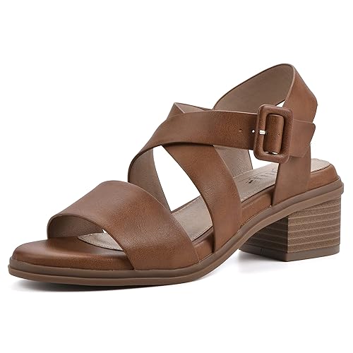 Women's Cordovan Strappy Low Block Heel Sandal