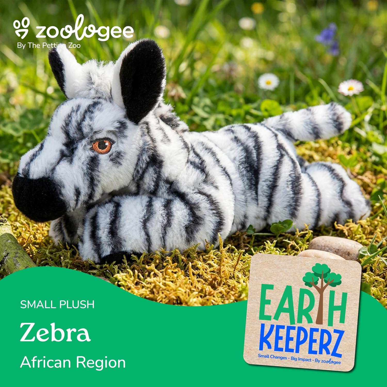 The Petting Zoo Zebra Stuffed Animal Plushie, Gifts for Kids, Earth Keeperz Wildlife Animals, Zoologee Zebra Plush Toy, 10 inches