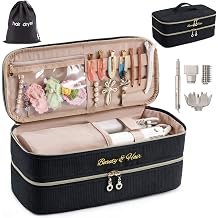 Double-layer Hair Tools Travel Case with Black Hair Dryer Bag with Detachable Divider compatible with Shark FlexStyle/SmoothStyle - Flat Curling Iron Travel Organizer