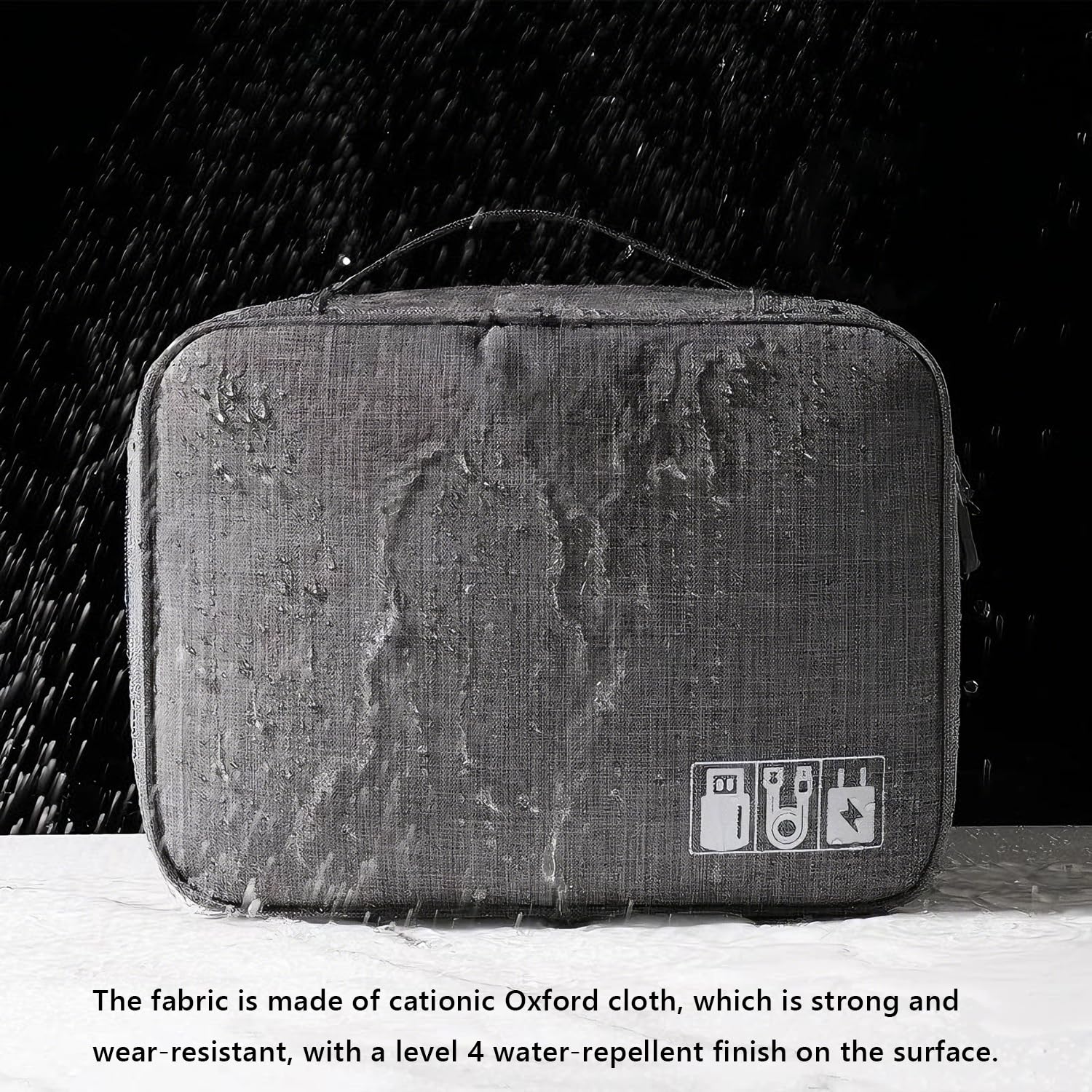 Bolsa de almacenamiento grande impermeable para cables, adecuada para accesorios electrónicos, gris — view 5
