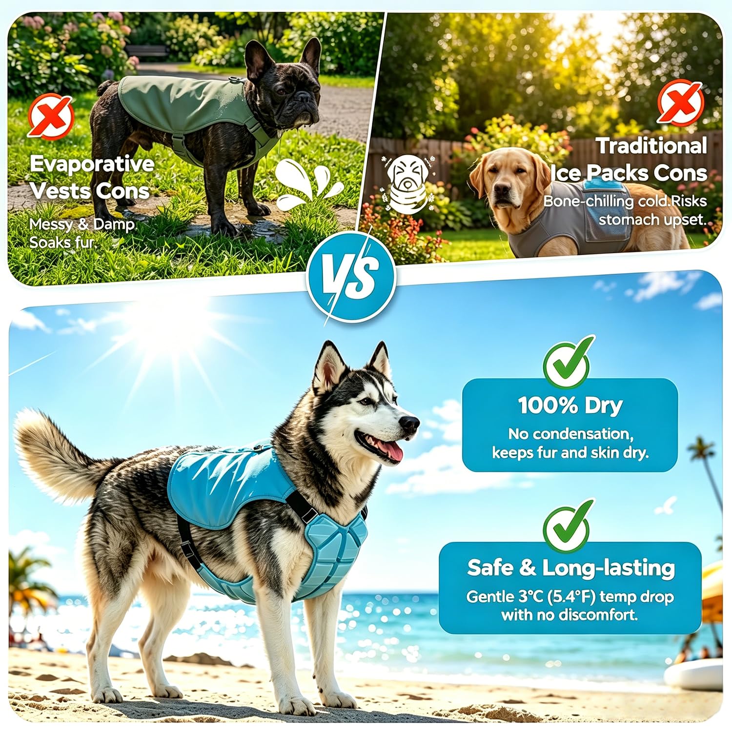 Kühlweste für Hunde, leichter als Wasser-Shirt, Sommer-Wärmeentlastung für Hunde, Angstlinderungsweste für Hunde an heißen Tagen, hält das Haustier bei heißem Wetter kühl