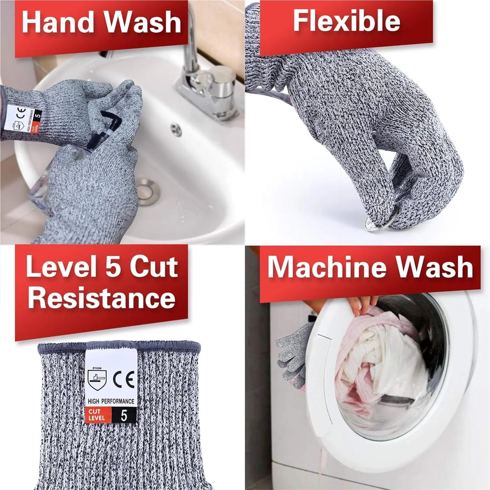 1 par de guantes anticorte nivel 5 protección for cocina, seguridad for cortar carne y madera Resistente a pinchazos(Medium)
