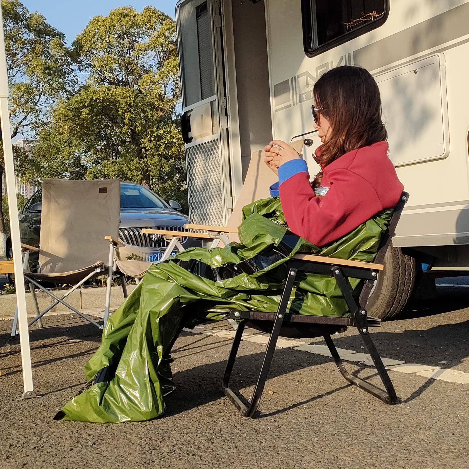 YDYJKI Emergency Survival Sleeping Bag, 2 Pack Thermal Sack Blanket, Waterproof Lightweight, Emergency Blankets Mylar Portable tarp Sack for Outdoor Camping, Hiking, Backpacking?Green?