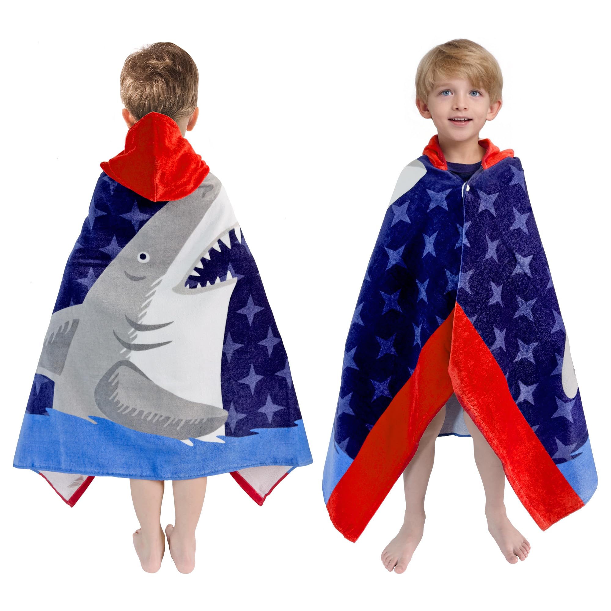Toallas con capucha para niños – Toalla de baño para niños, playa, toalla de natación, 3-10 años, poncho con capucha de playa 100% algodón, 30 x 50 pulgadas, tamaño grande, suave, grueso, lindo y