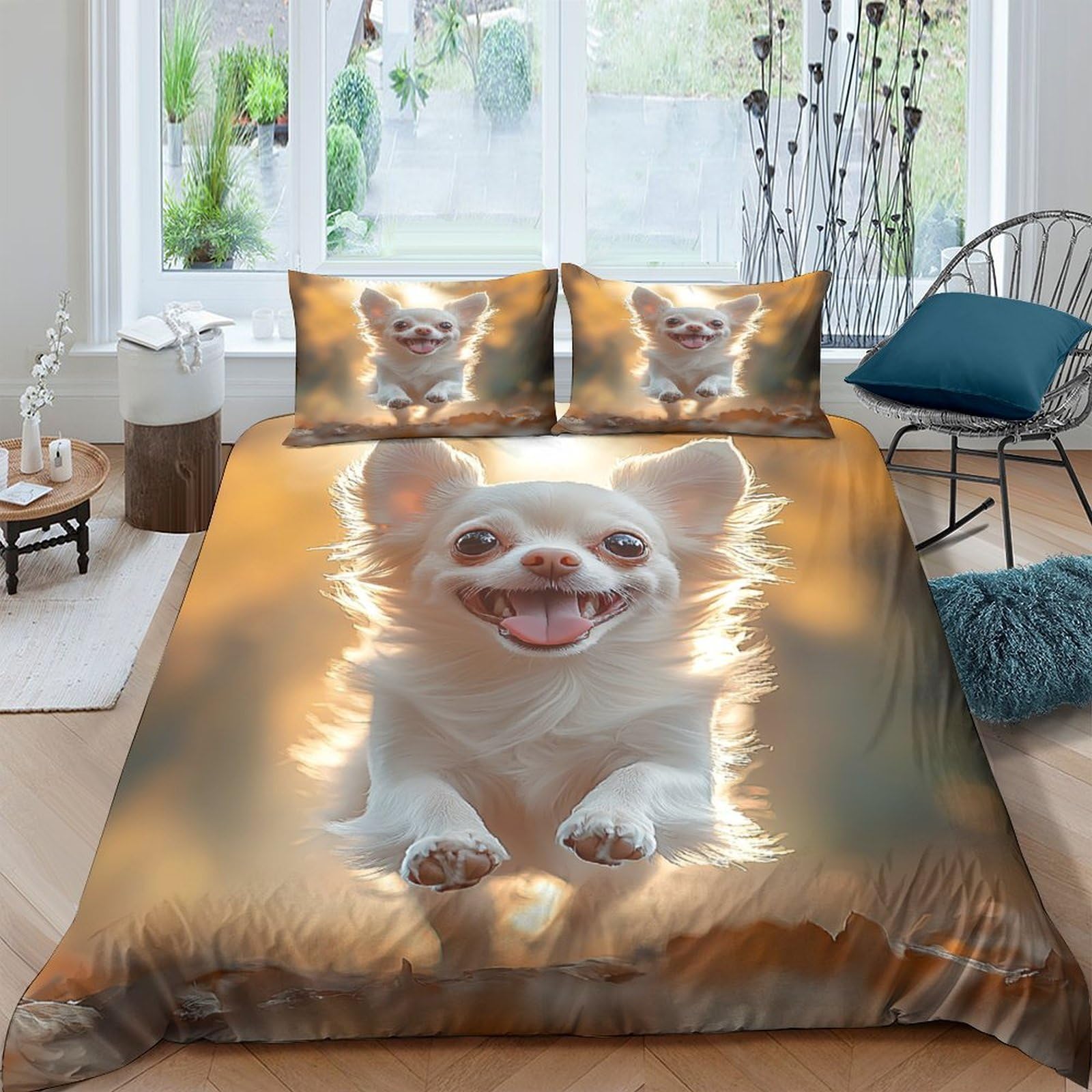 Ctjqhvkz Style-6 3D Printed Smiling Dog Fitted Sheet Microfiber Soft Bedroom Decor Animal Bed Cover For Home Guest Room Single（135X200cm）