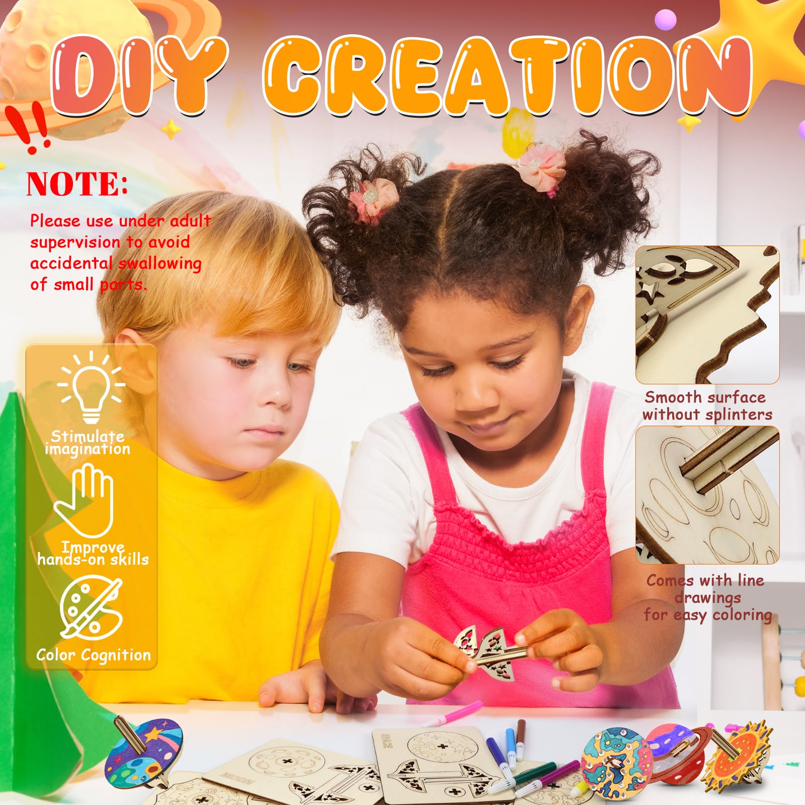 UKCOCO 20 Peonzas De Madera Sin Pintar Para Niños – Manualidades, Pintura Y Decoración, Perfectas Para Cumpleaños Y Fiestas Infantiles