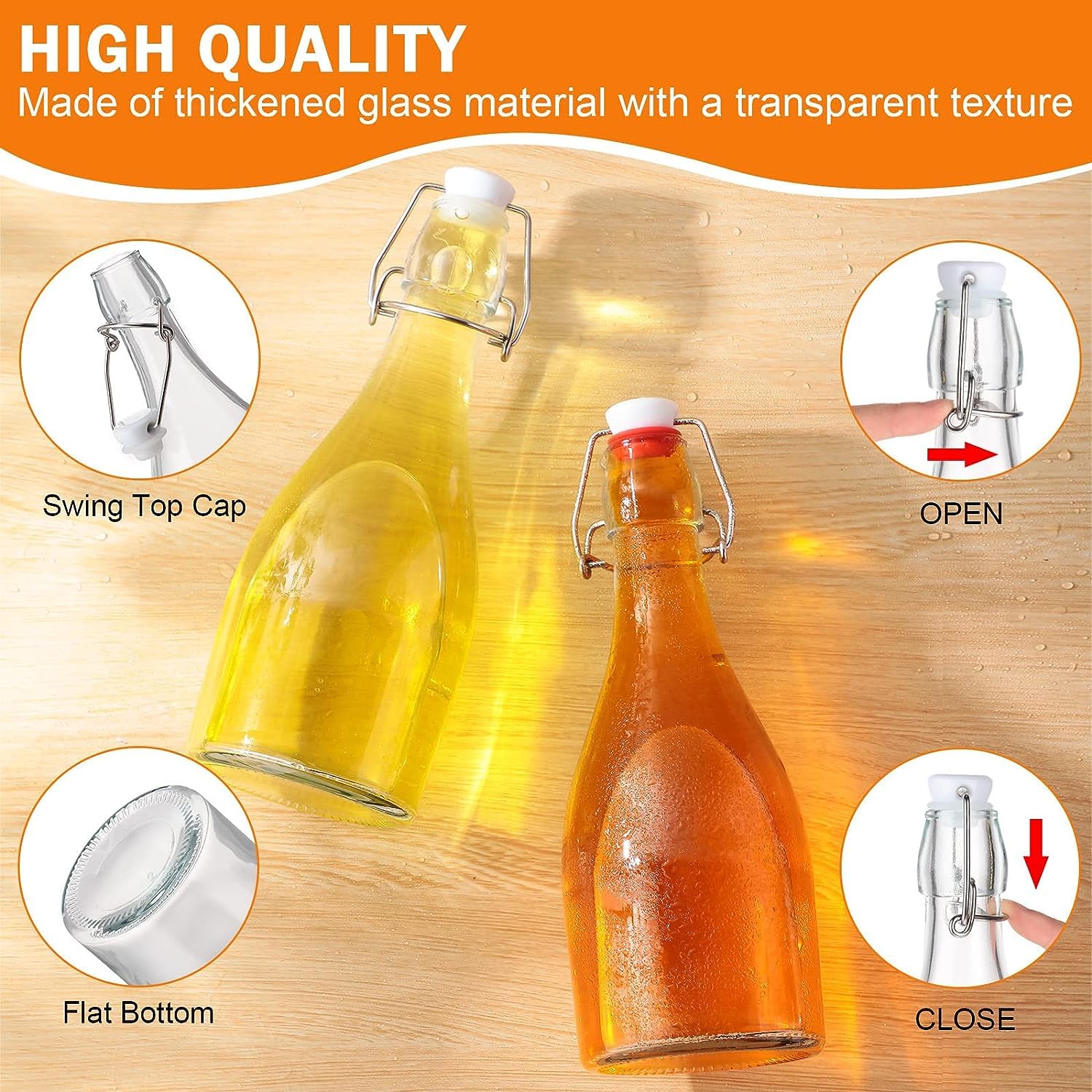 Bottiglie Vetro Marrone Con Tappo A Pressione - Confezione Da 12 Da 500ml Per Homebrew Birra E Sidro