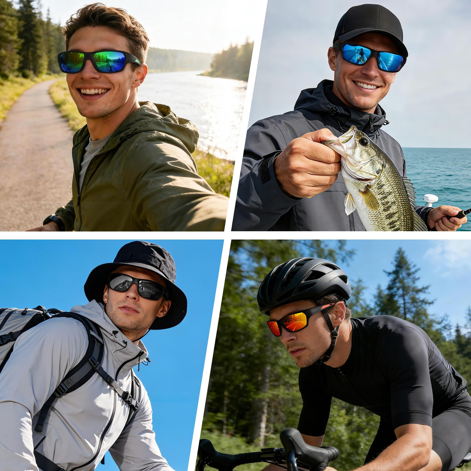 XVXV Occhiali da sole sportivi polarizzati per uomo, occhiali da sole avvolgenti con protezione UV per guida, pesca, golf