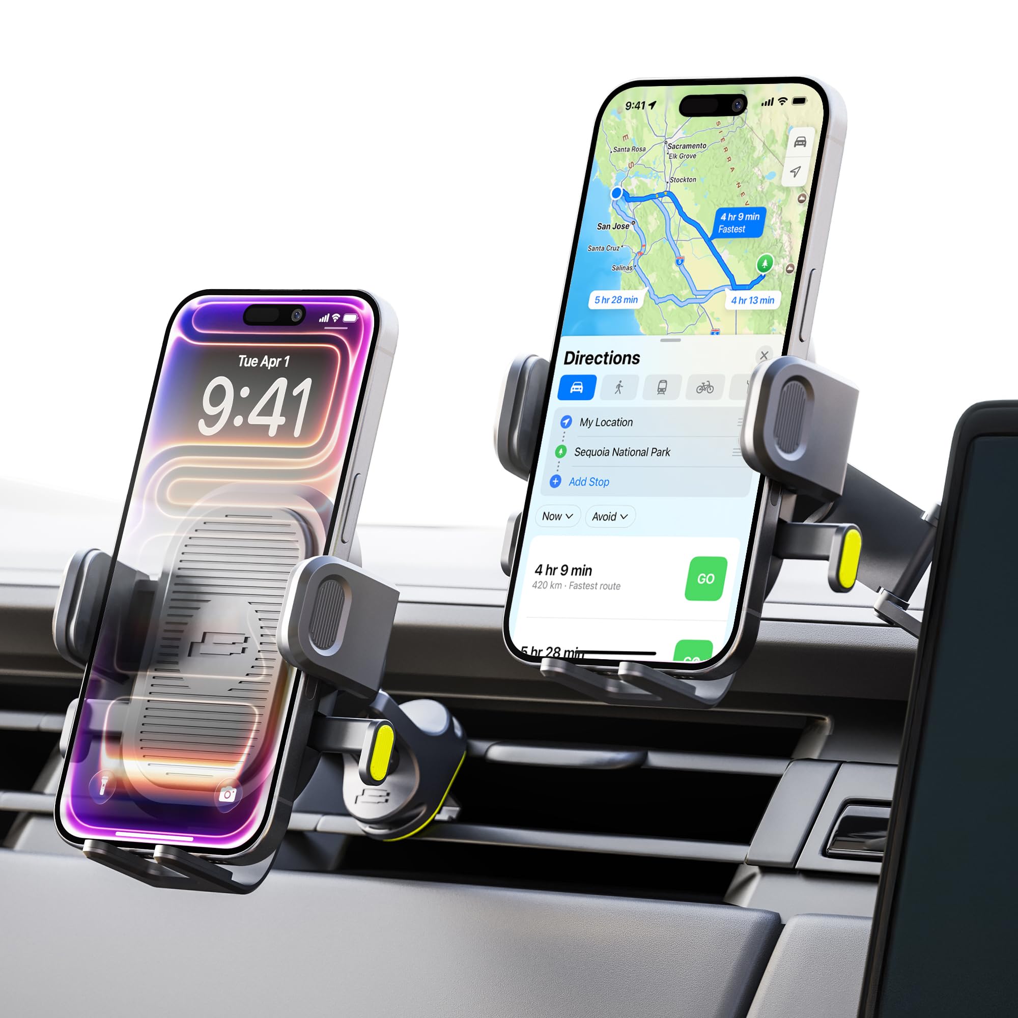 Bracketron OneClick Pivot Car Phone Mount for Tesla Display Screen Dashboard Windshield Vent for iPhone Samsung Large Smartphones