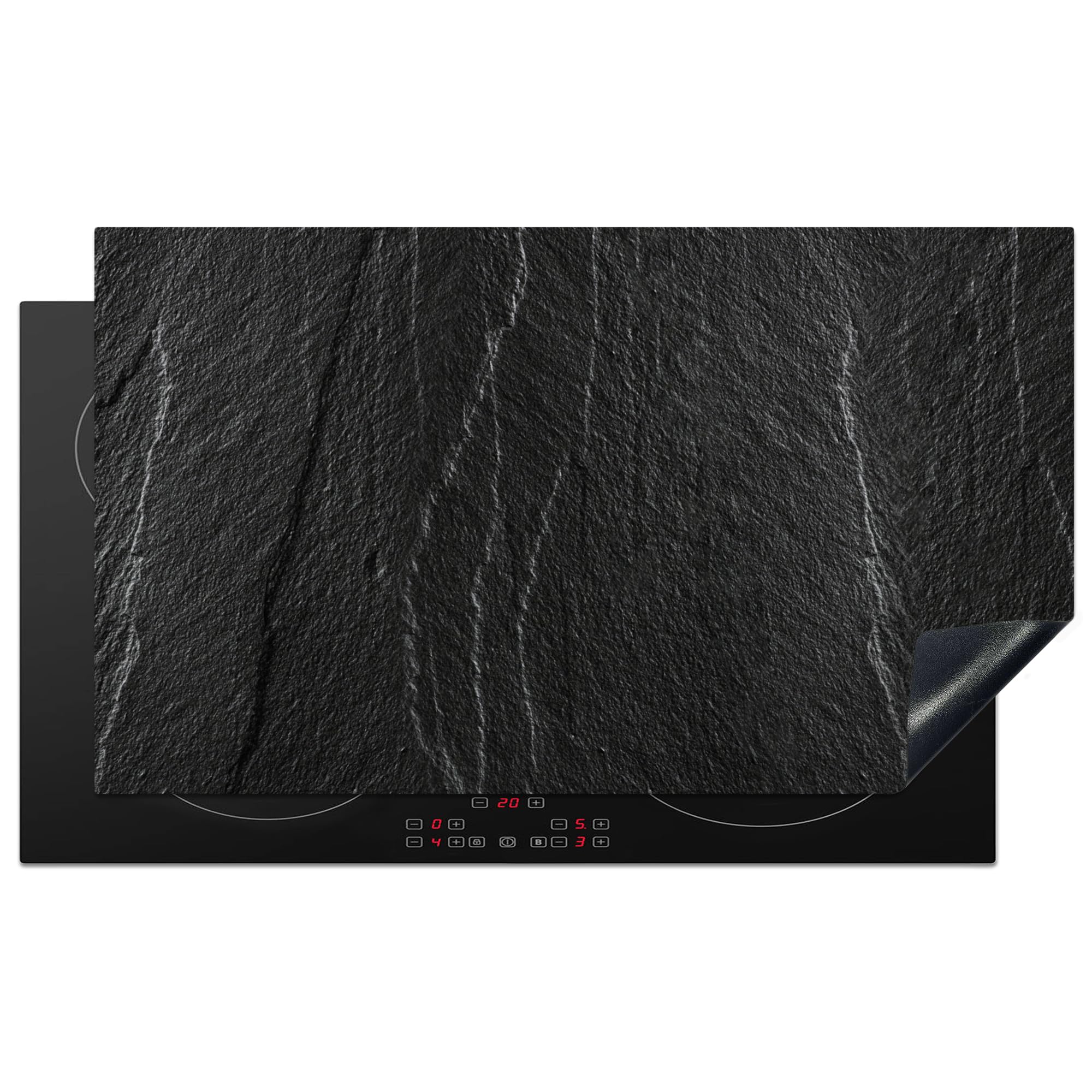 KitchenYeah© Induction Hob Protector Mat 20.3"x35.3" / 89.6x51.6 cm Stove Cap Top Cover Kitchen Cooker Covers for Electric Hobs Vinyl Stone - Anthracite - Dark Grey - Stone Structure — image 1