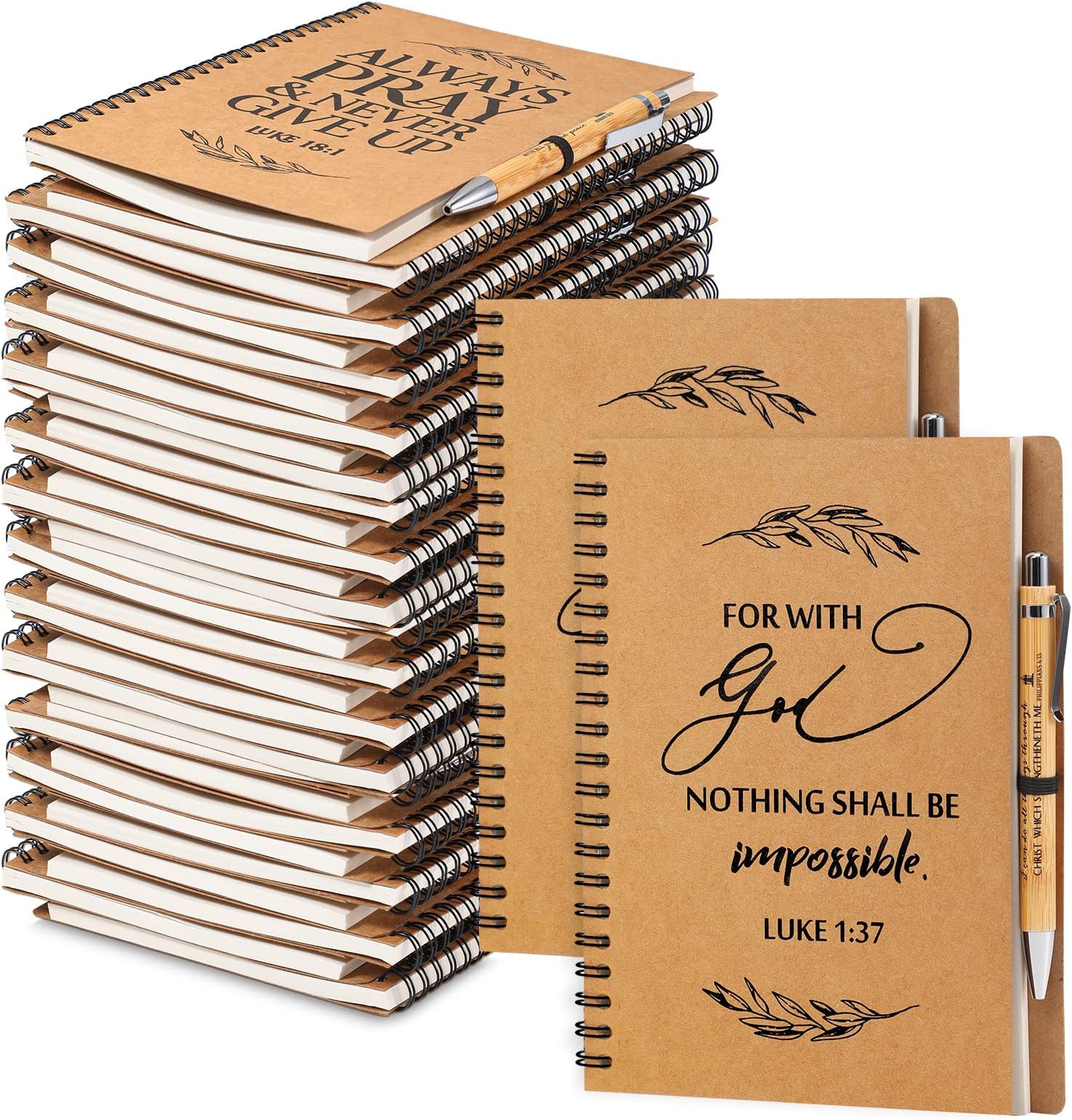 Kosiz 100 Pcs Christian Gifts Bulk A5 Spiral Notebook and