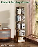Kalrin 5 Tier 360°Rotating Bookshelf with Extra Storage Cabinet, Brown | 5 Tier 360° Rotating Bookshelf,Extra Storage Cabinet,Floor Standing Bookcase,Narrow Book Shelf for Bedroom Living Room