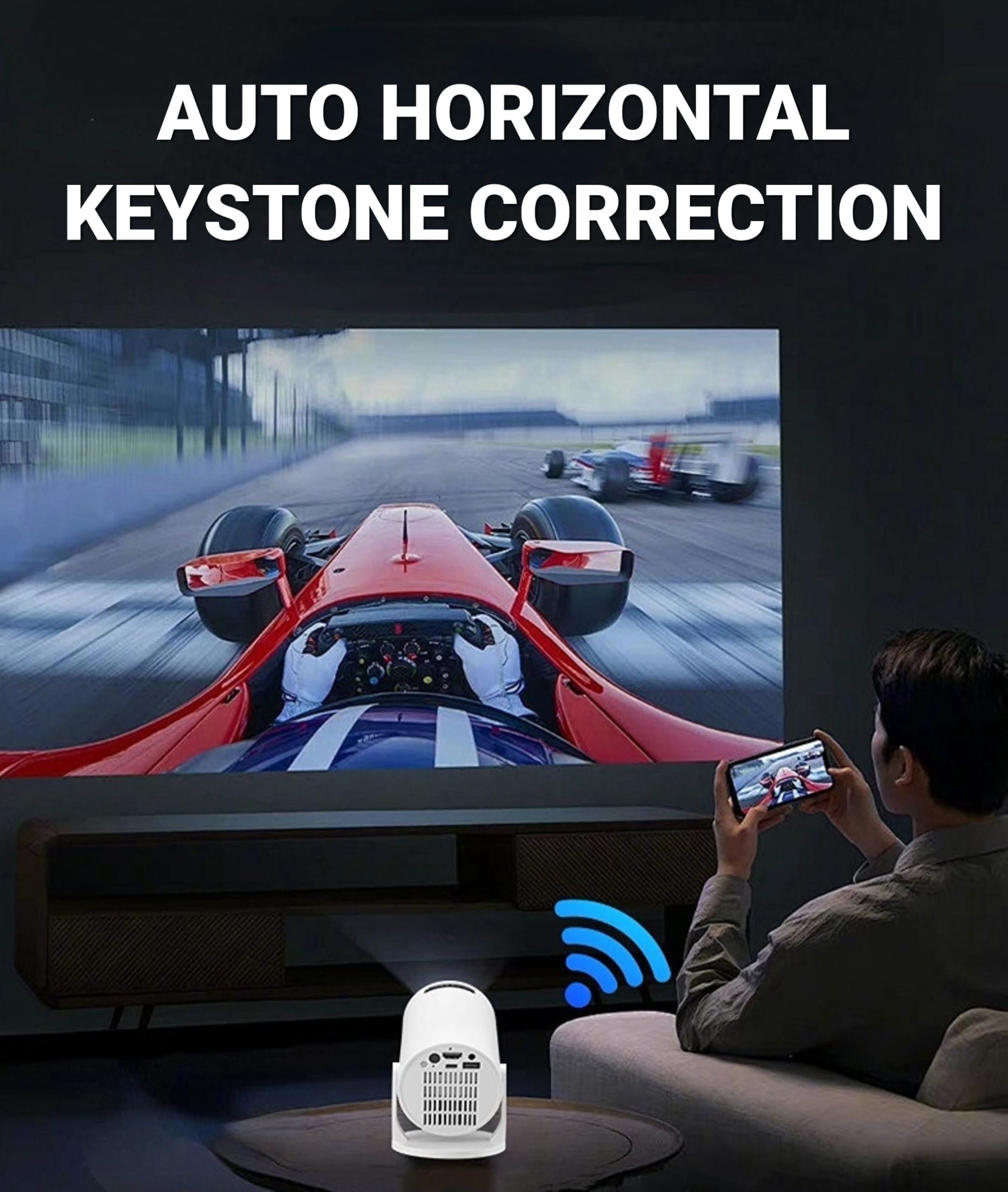 Miniprojector met WiFi en Bluetooth, 1080P Full HD