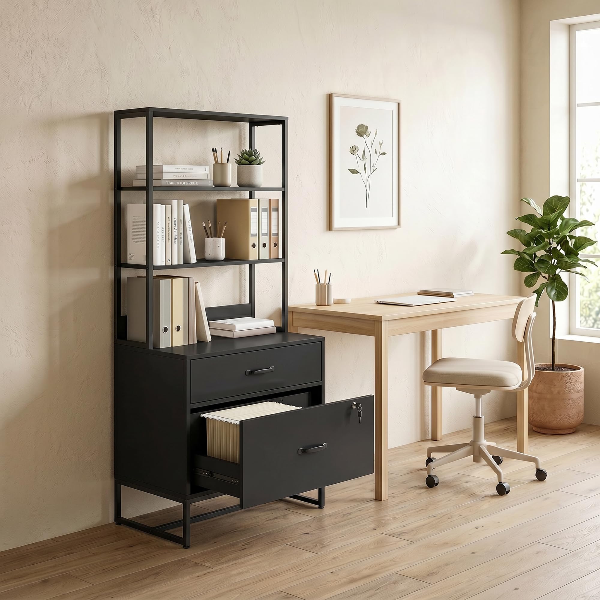 HOMCOM Aktenschrank Abschließbar Büroschrank 70 x 40 x 157 cm Schwarz