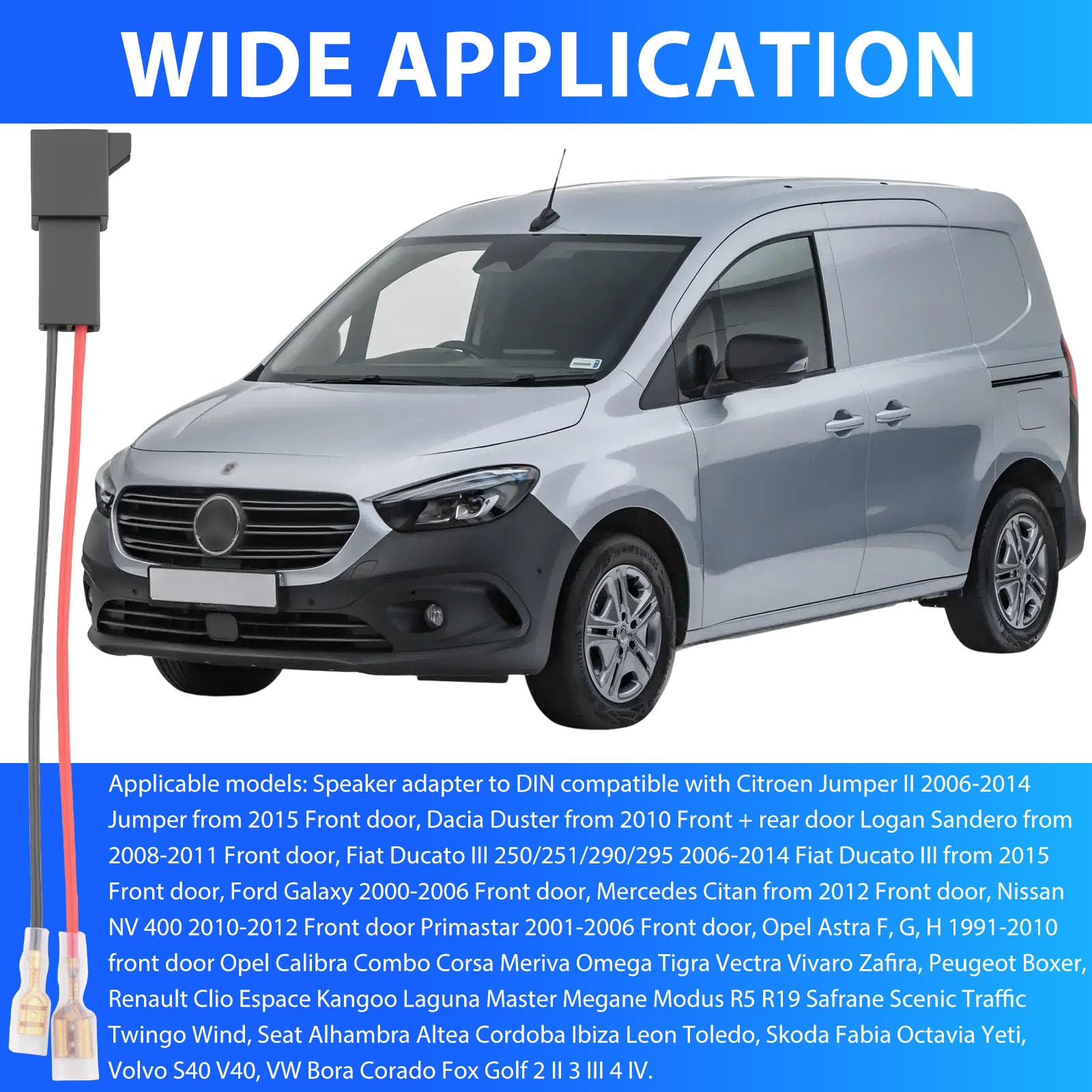 4 sztuki adapter głośnika samochodowego na DIN kompatybilny z Renault Opel Astra Seat, Skoda, Volvw, Peugeot, Citroen, Fiat, Ford, Mercedes, radio, adapter, zestaw adapterów samochodowych