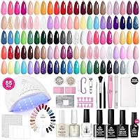 Vista 17 de Beetles - Juego de 67 esmaltes de uñas de gel con luz UV – 12 colores de gelatina ojo de gato rosa, kit de uñas con purpurina roja y azul