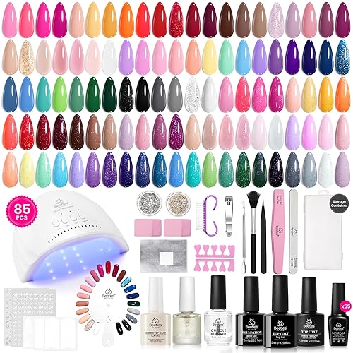 Miniatura 18 de Beetles - Kit de esmalte de uñas de gel con luz UV, kit de 54 piezas de uñas de gel que brillan en las cuatro estaciones, juego de 32 colores con 0
