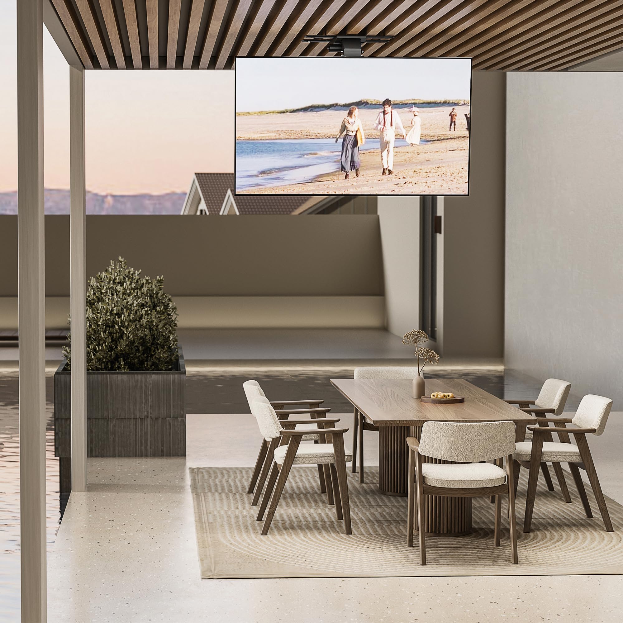 EasyLife - Uchwyt sufitowy do telewizora V2 Smart Home, elektrycznie wychylny, integracja Smart Home, od 37 do 75 cali, uchwyt VESA do 600 x 400 cm, do telewizorów LCD/OLED, monitora, wyświetlacza