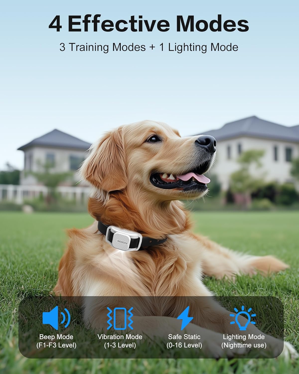 Jugbow Dog Shock Collar - 4200FT Dog Training Collar with Remote for Small Medium Large Dogs, LED Light Electric Collar, IPX8 Waterproof Rechargeable E-Collar (Grey)