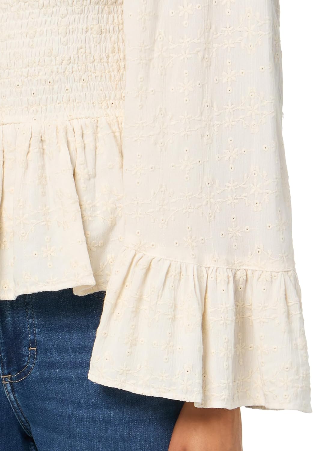 Angie Women's Smocked Bodice Wide Sleeve Top