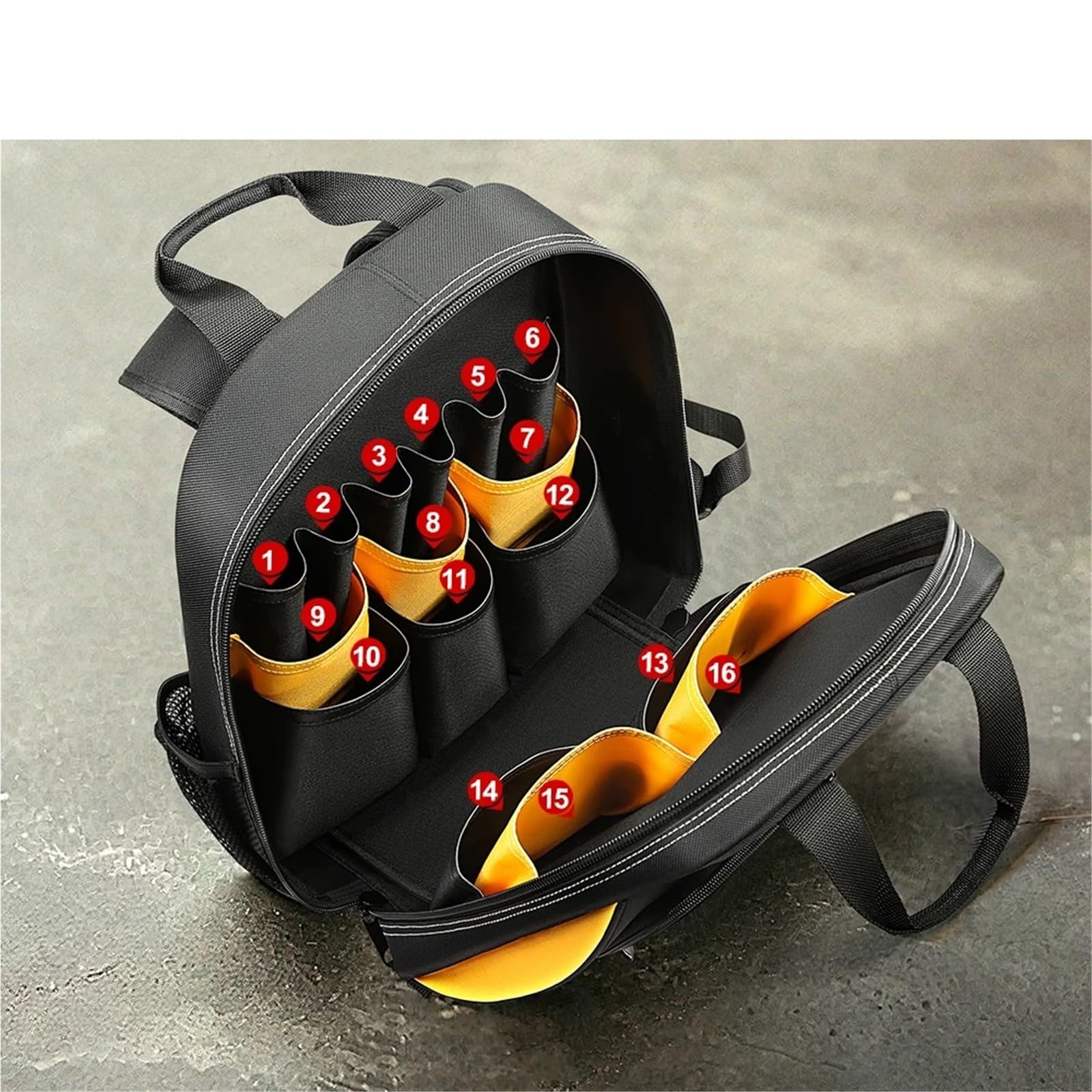 Mochila de Herramientas Mochila profesional for herramientas de electricista, duradera, con múltiples bolsillos, gran capacidad, base goma, resistente al desgaste, bolsa almacenamiento for(S)