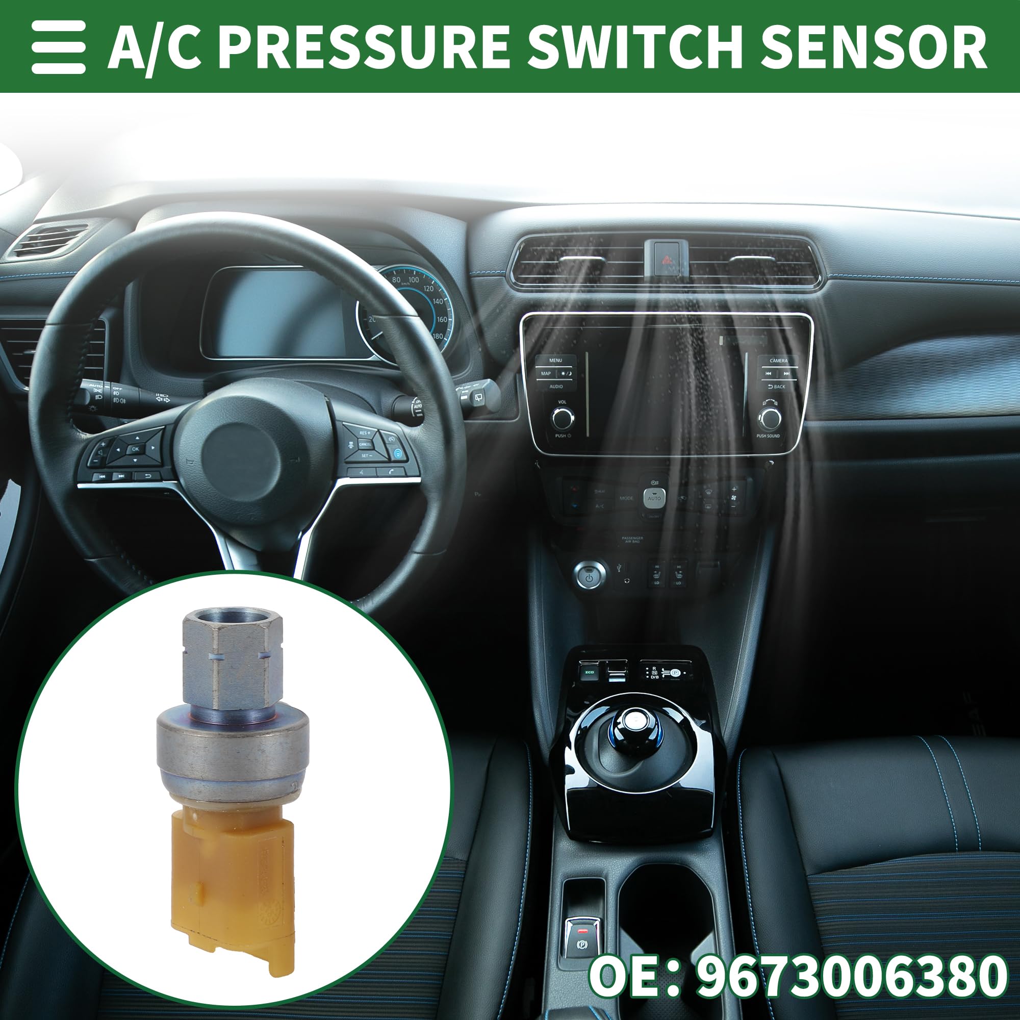 Motoforti Interruptor De Presión Aire Acond. Para Peugeot Partner 08-19 1pc | OE:9673006380, Material:Plástico/Metal, Voltaje:12V, Color:Marrón, Temp:-40-135℃, 3 Pines, Para Peugeot 5008, Reemplazo