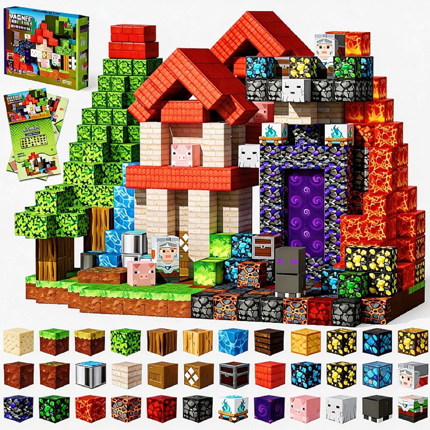 Magnetic Blocks Set-80PCS Magnetic Building Cube Game, Building Blocks Craft Cubes, Stacking Magnet STEM Block Cubes, Magnets Tiles Montessori Sensory Toys for 3+ Kids Easter Basket Stuffers Gifts