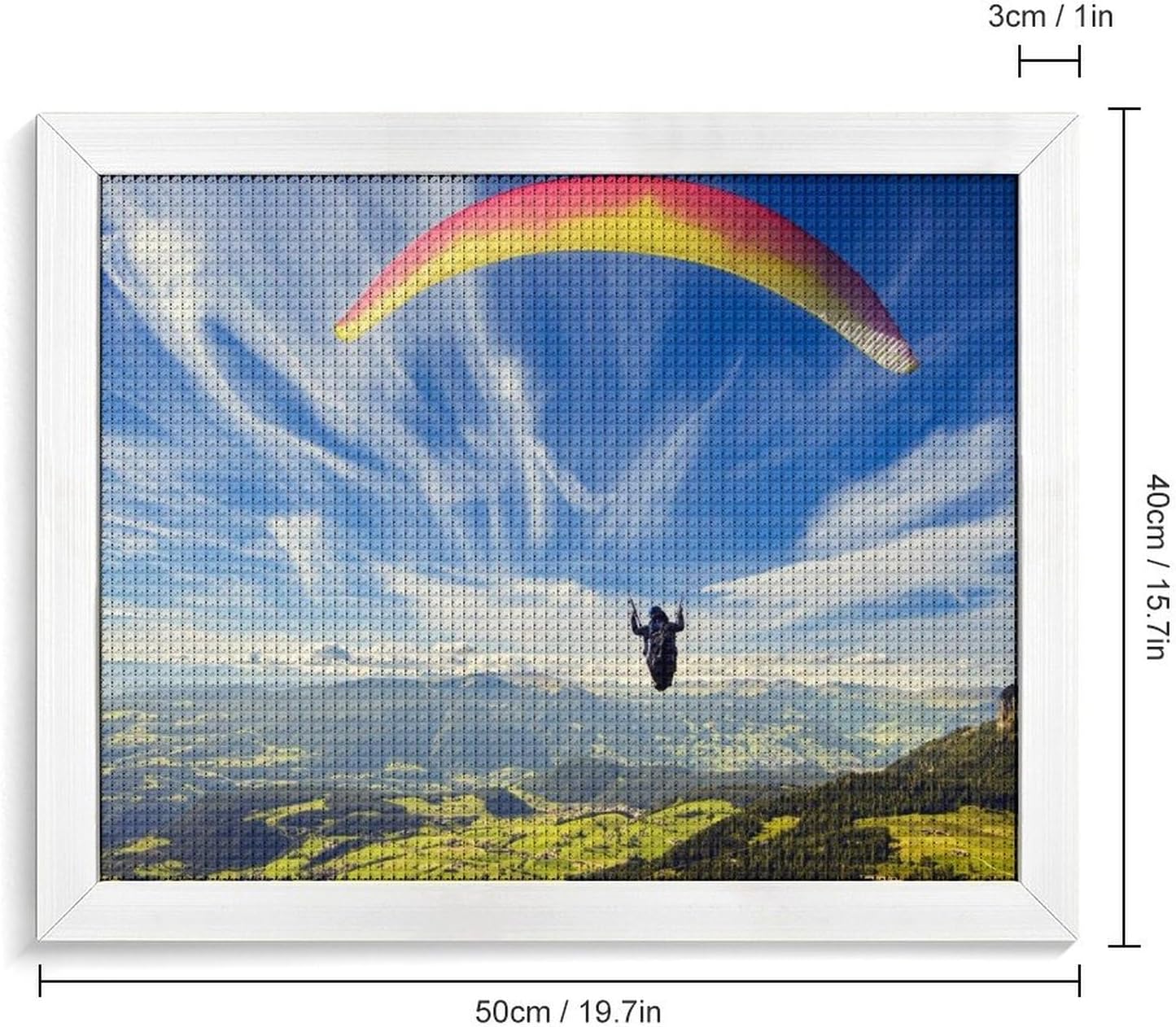 Paragliding Printed Diamond 5D Painting Kits DIY Full Drill Crafts for Home Wall Decor 16x20 Inch White Wood 50 * 40cm