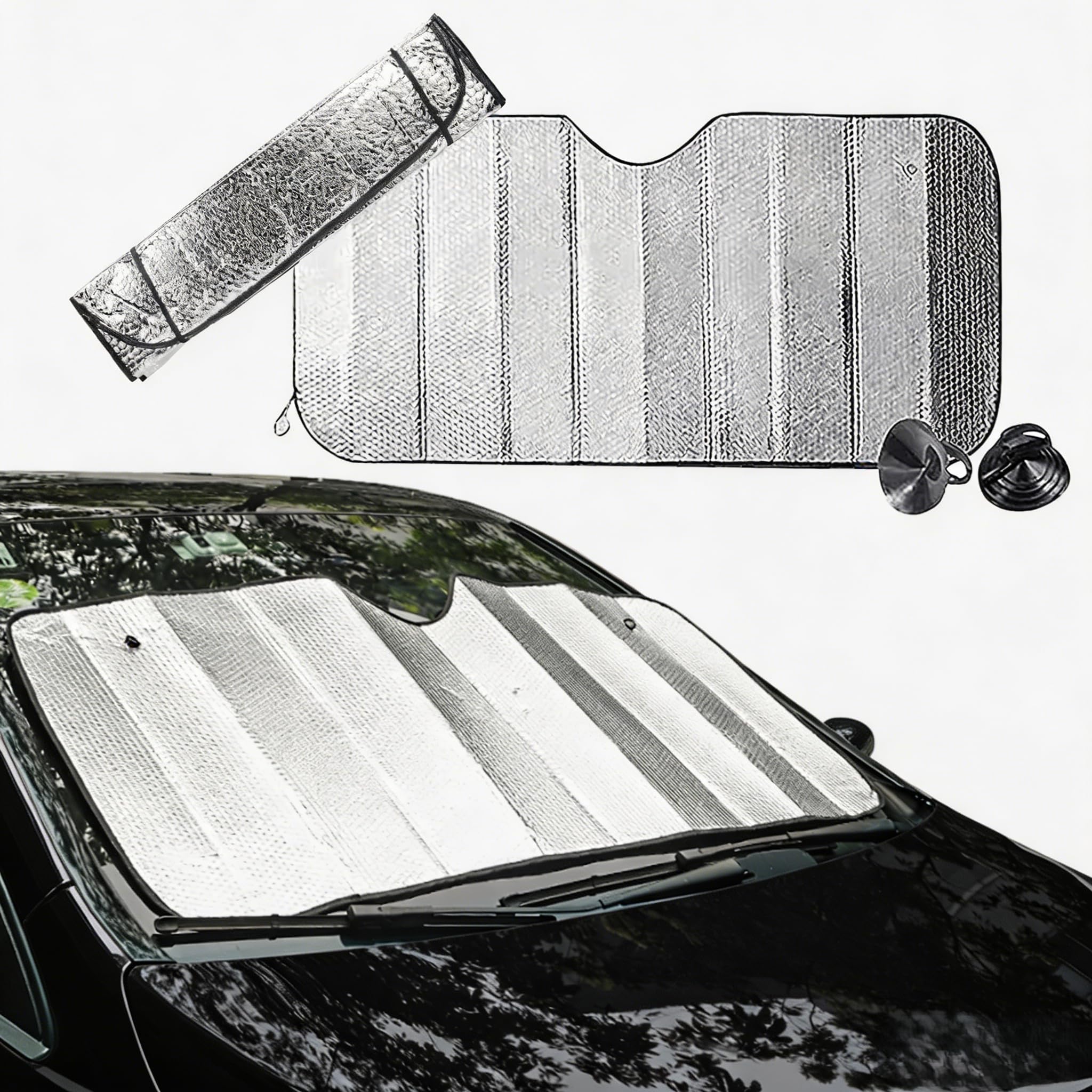 Megatwix Car Windscreen Sun Shade Universal Folding Foil Cover – UV Reflective Heat Shield for Front or Rear Window, Fits Cars, Vans, SUVs & Trucks,no