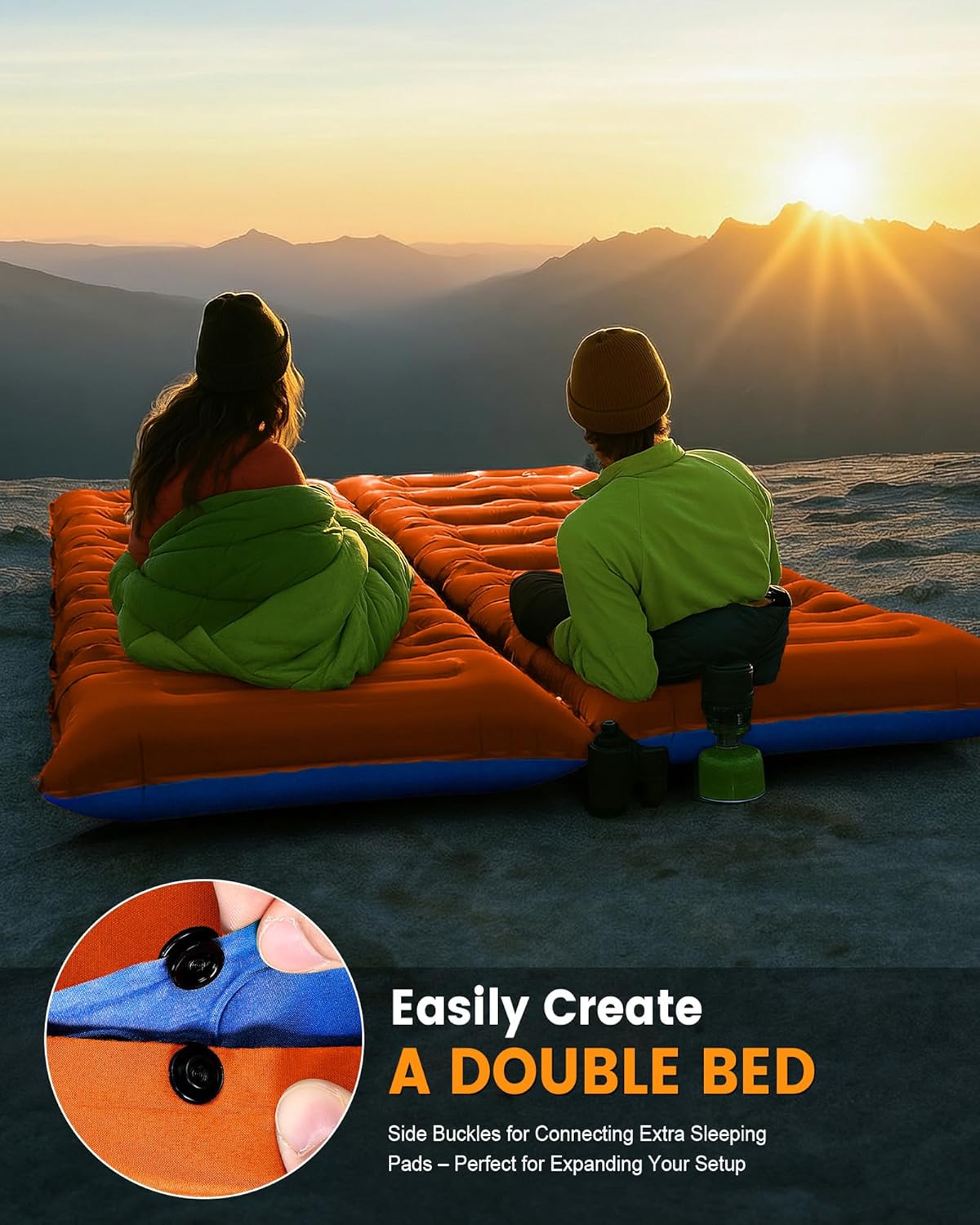 Camping Sleeping Pad,5.9 Inch Thick Camping Mat with Built in Pillow and Foot Pump,Self Inflating Sleeping Pad for Camping Backpacking（Green