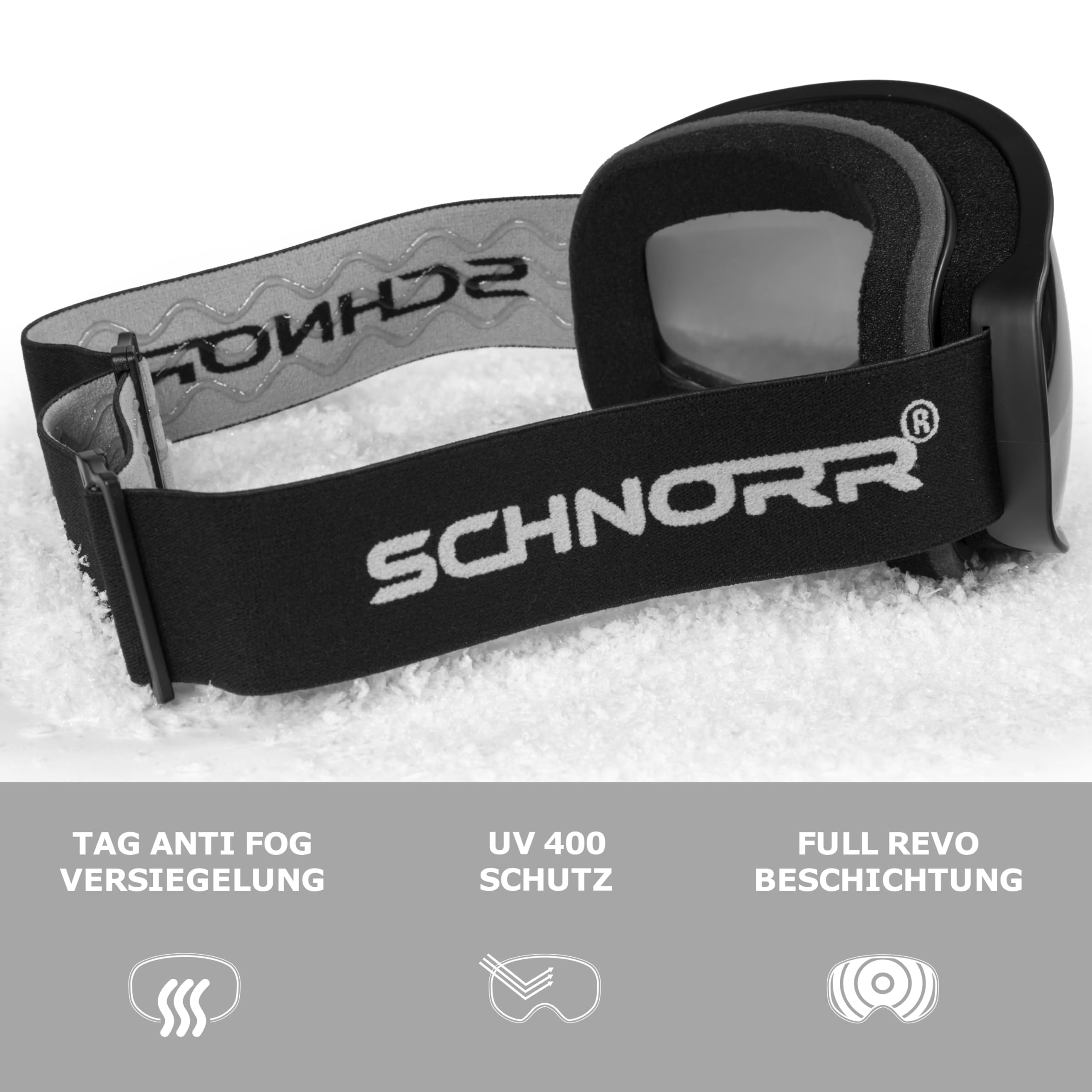 SCHNORR Kinder Skibrille Kidsi Go | Full REVO verspiegelt, Anti-Fog, UV400 Skibrille Kinder,Ski Snowboard Brille Brillenträger für Junior Jungen Mädchen Anti-UV Anti-Fog