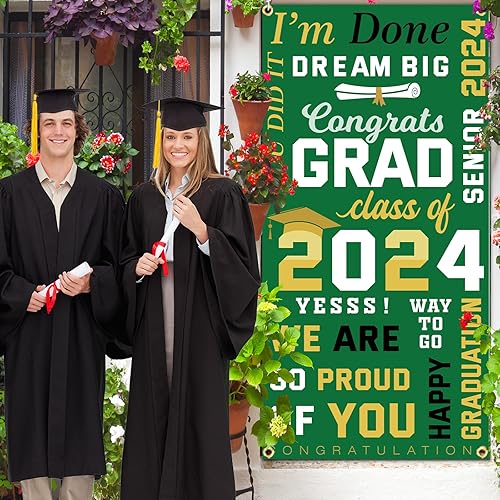 Miniatura 7 de Congrats Grad - Cartel para puerta de clase de 2024, decoración de fiesta de graduación, cubierta de puerta de felicitaciones para personas mayores