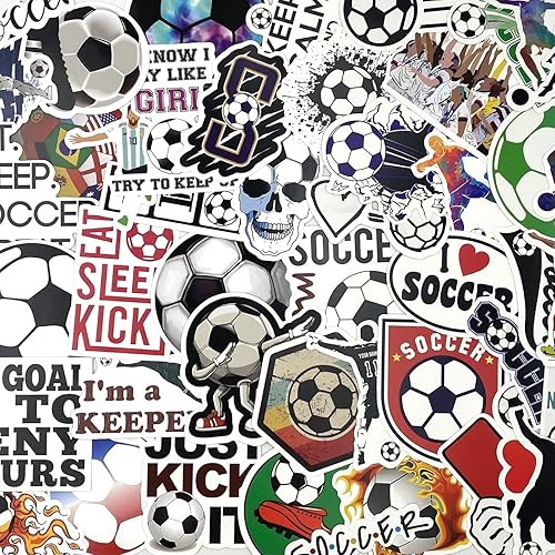 Miniatura 3 de AOWDIAO 100 calcomanías de fútbol, paquete de calcomanías impermeables de vinilo, regalos de fútbol, recuerdos de fiesta y decoraciones