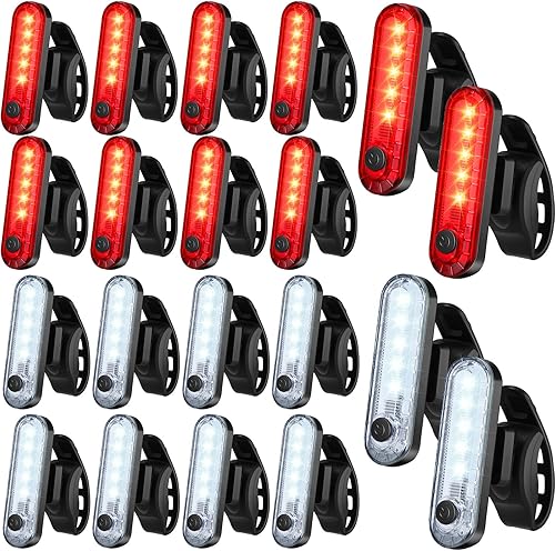 Paquete de 20 luces traseras LED recargables por USB para bicicleta, impermeables, para luces traseras de bicicleta, 4 opciones de modo de luz, 20