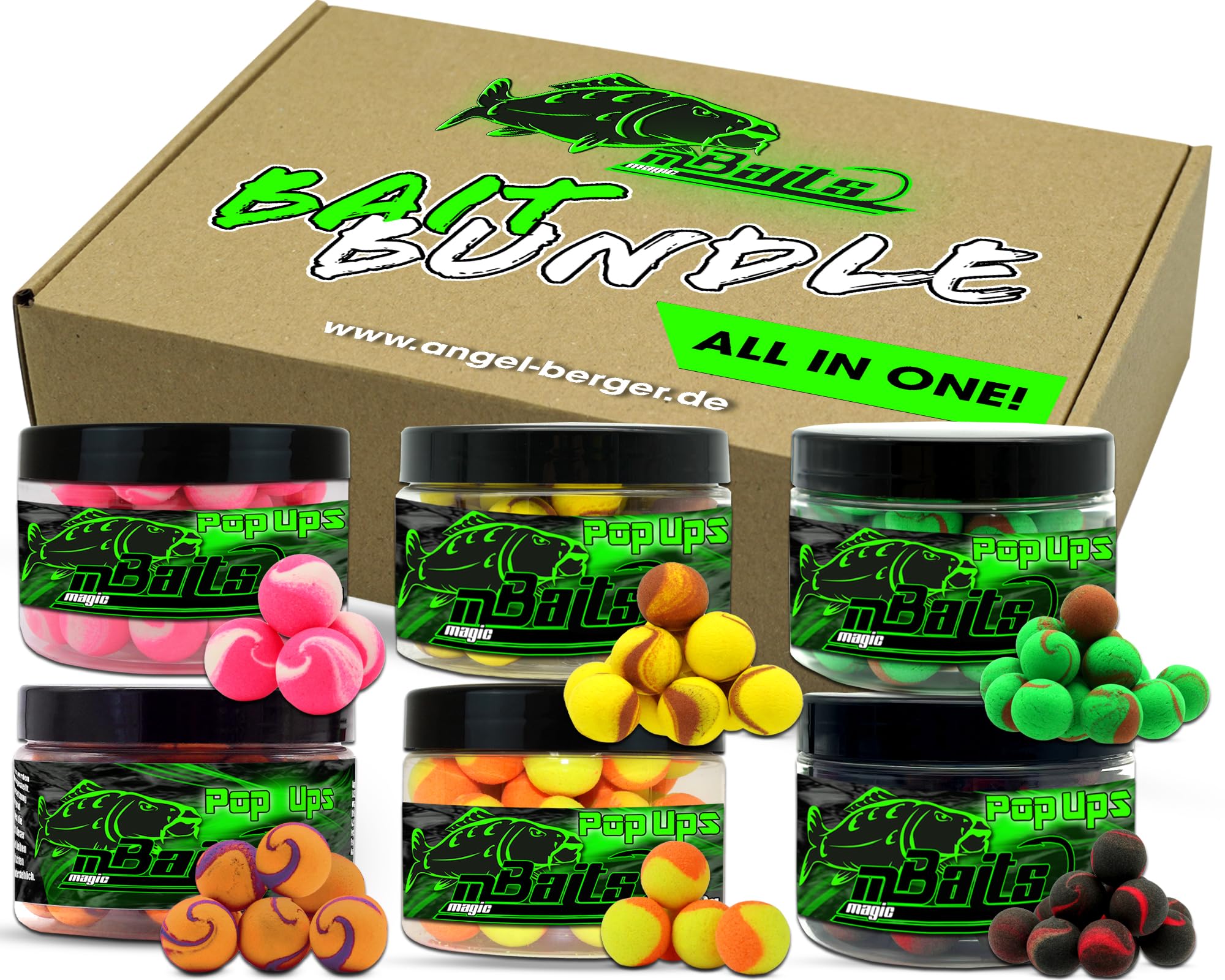 Angel-Berger Magic Baits Bait Bundle Premium Two Tone Pop Ups All in One Köderset Pop Up Boilies Sparpack Carp Hookbaits Floating Vorteilspack Boilies schwimmend