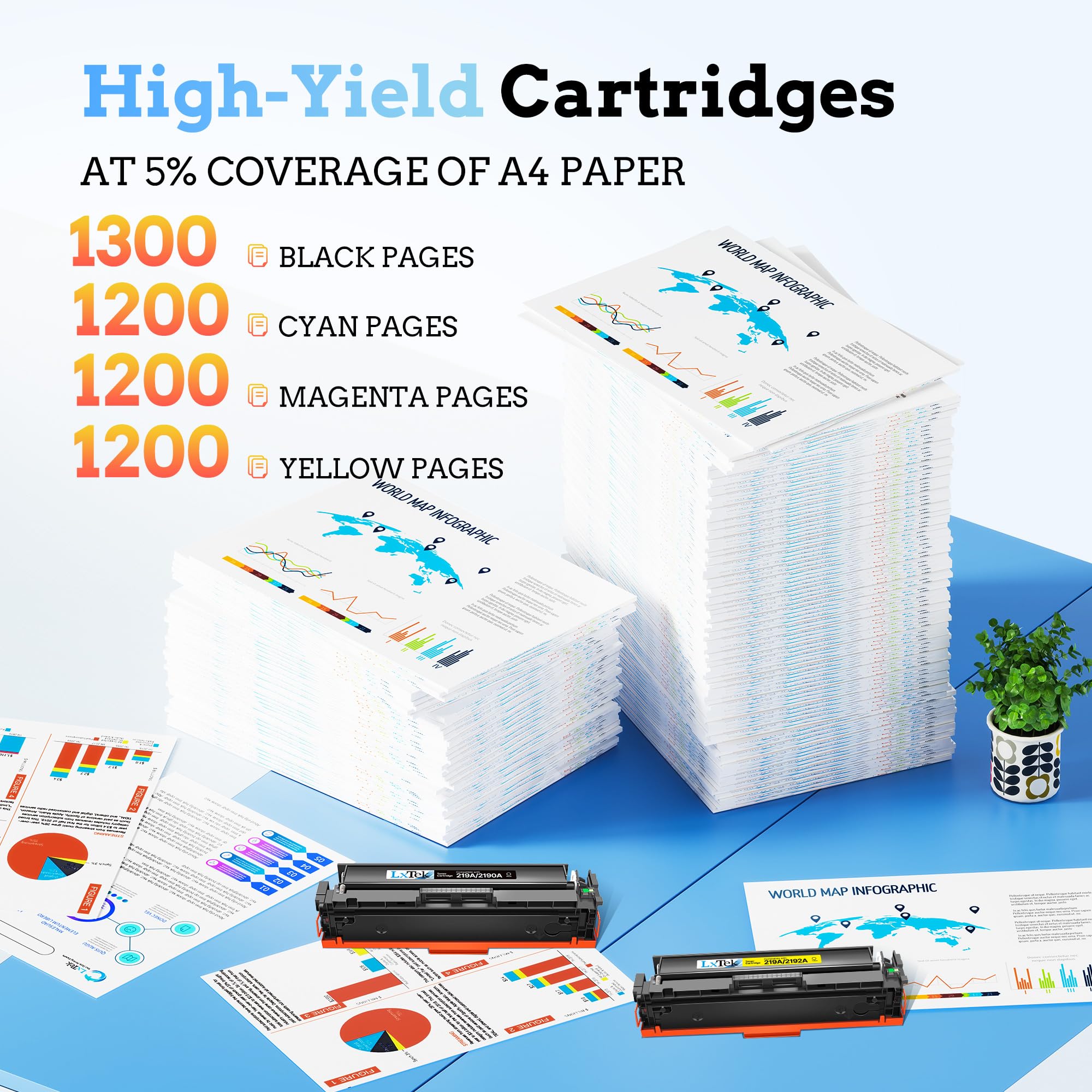 LxTek 219A W2190A 3302FDW Toner con chip, compatibile per HP 219A 219X per Color LaserJet Pro MFP 3302FDWG 3302FDW 3302SDW 3302FDN 3302FDNG 3302SDWG 3202DN W2190A (Nero Ciano Giallo Magenta 4