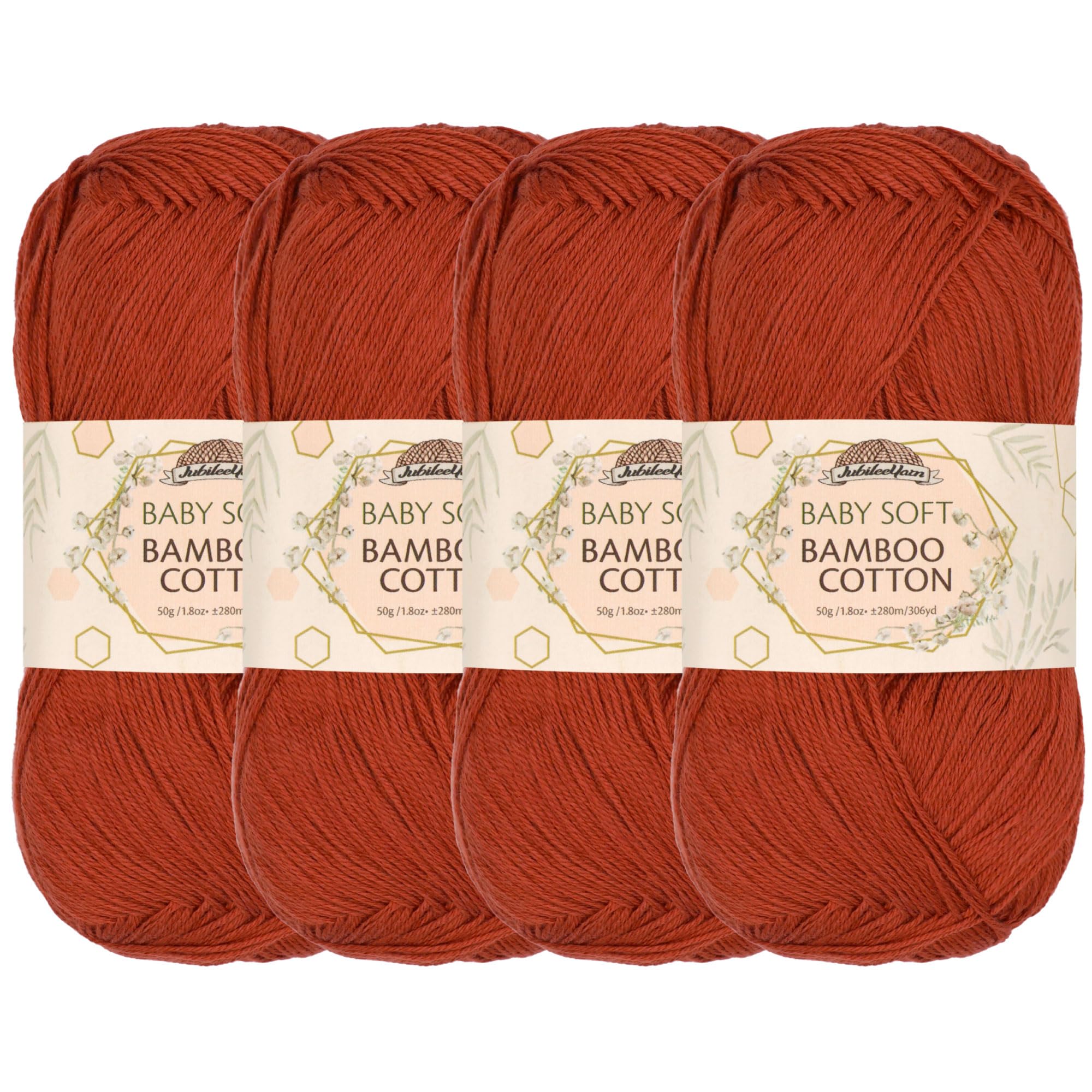 JubileeYarn Baby Soft Bamboo Cotton Yarn - 50g/Skein - Gingerbread - 4 Skeins, 415 Gingerbread