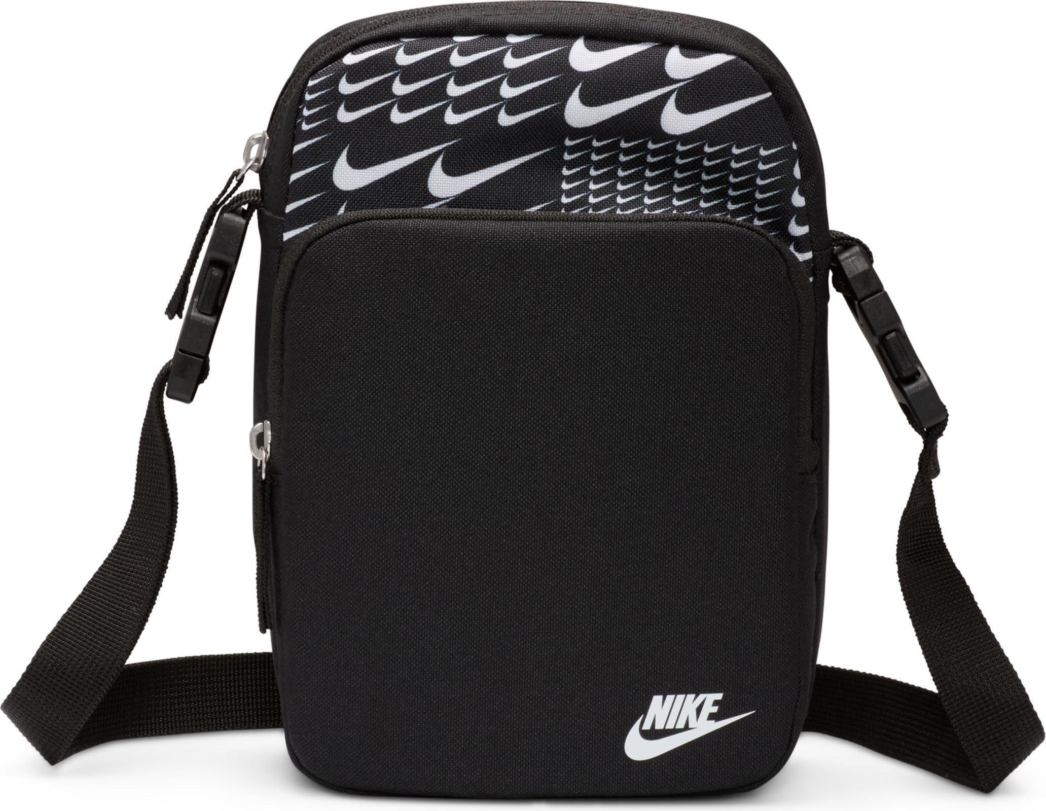 Nike Heritage - Bolso bandolera unisex (4 L), color negro, blanco y blanco, negro y blanco, talla única
