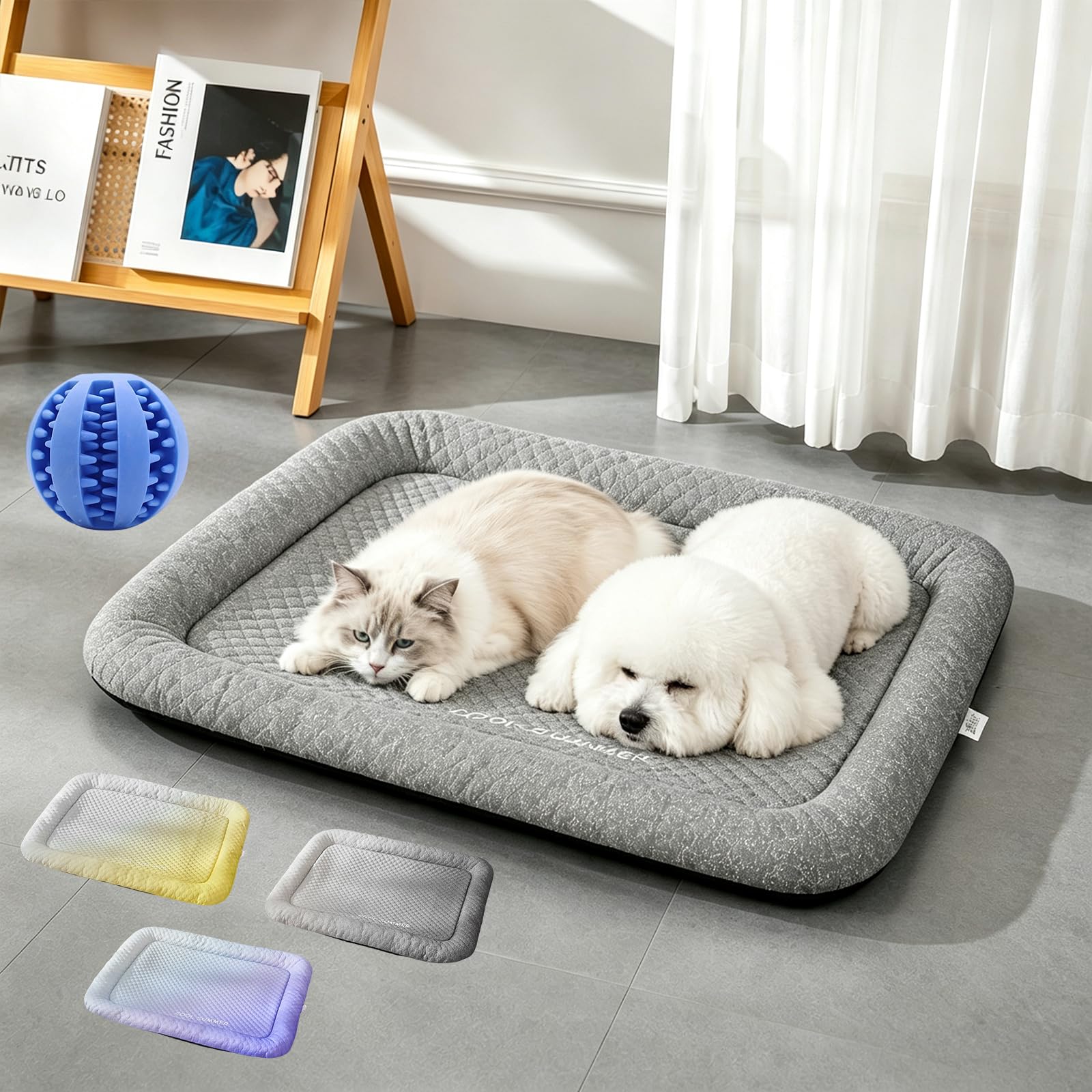 Pet Cooling Pad Mat for Dogs and Cats, Ice Silk Cooling Mat for Dogs, Non-slip Ice Silk Summer Cool Bed Blanket in Gradient Colours, Cloud-Like Comfort, Washable, for Indoor Floors Car (#2 2pcs,M)