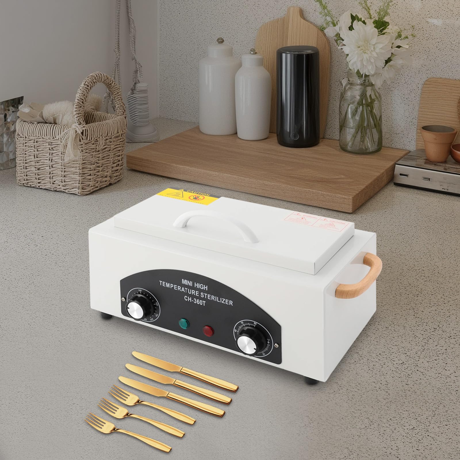 Sterylizator gorącego powietrza 300 W, 1,5 l, 200 °C, sterylizator wysokotemperaturowy z timerem i lampką kontrolną, sterylizator suchego ciepła do narzędzi do paznokci do kosmetyków, salonów