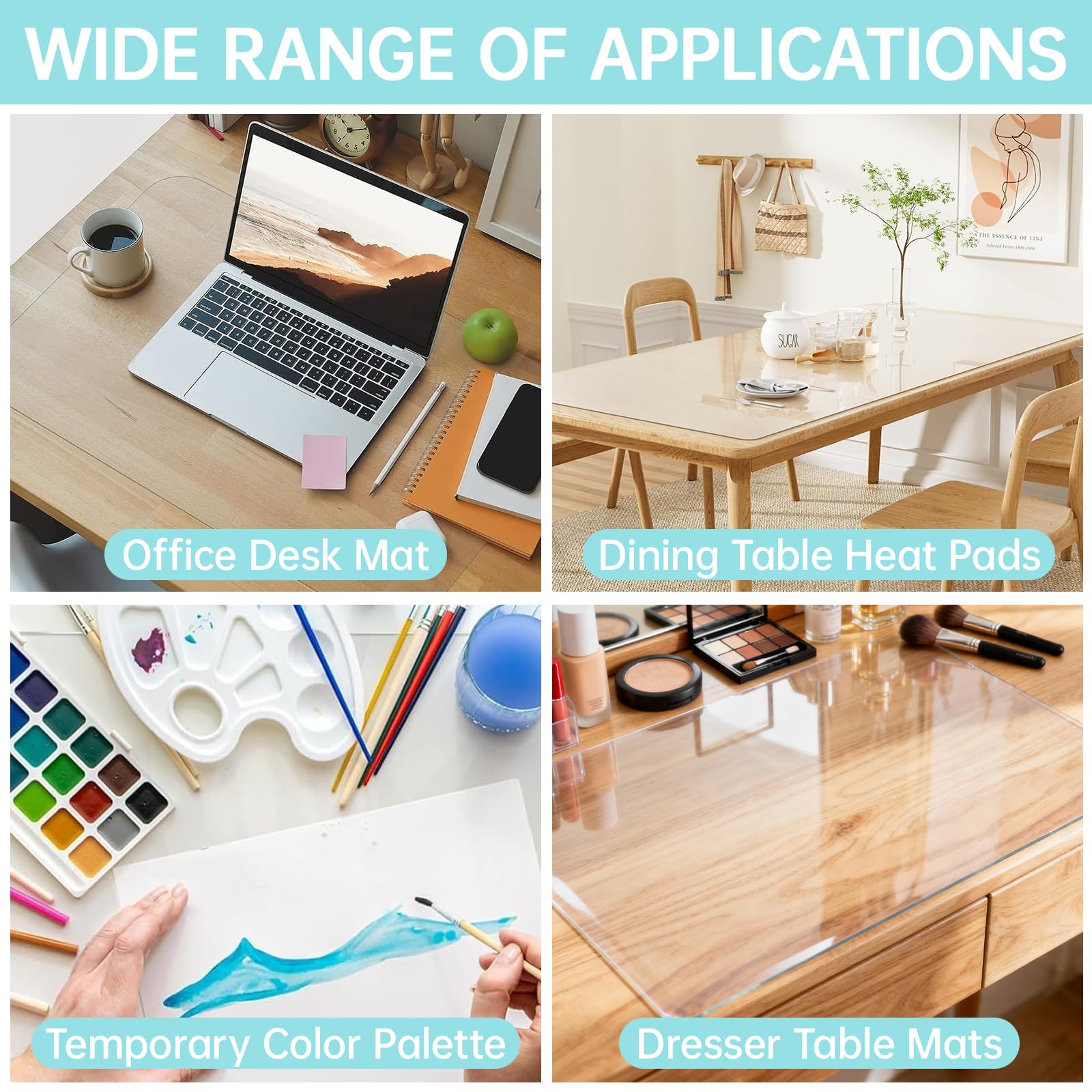 Zorplex Alfombrilla de Escritorio, Protector de Mesa Grande en PVC Antideslizante e Impermeable, Tapete de Escritura Transparente 1.5mm para Oficina, Hogar, Estudio u Ordenador (90x40cm)